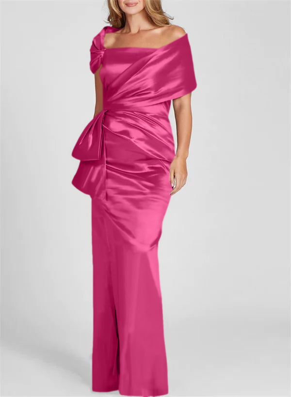 Off the Shoulder Long Sheath Column Gown for the Mother of the Bride