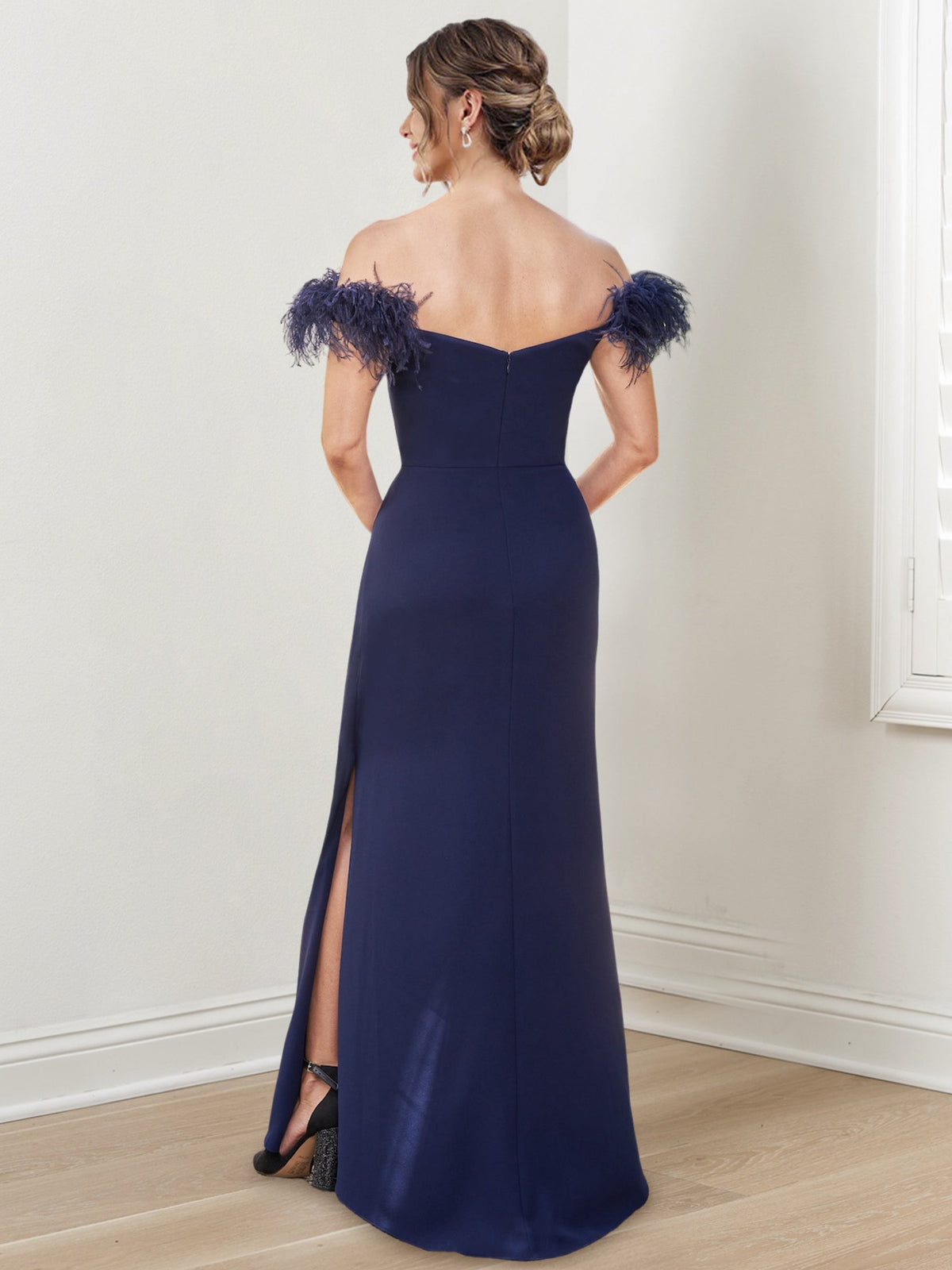 Off the Shoulder Long Sheath Column Gown for the Mother of the Bride