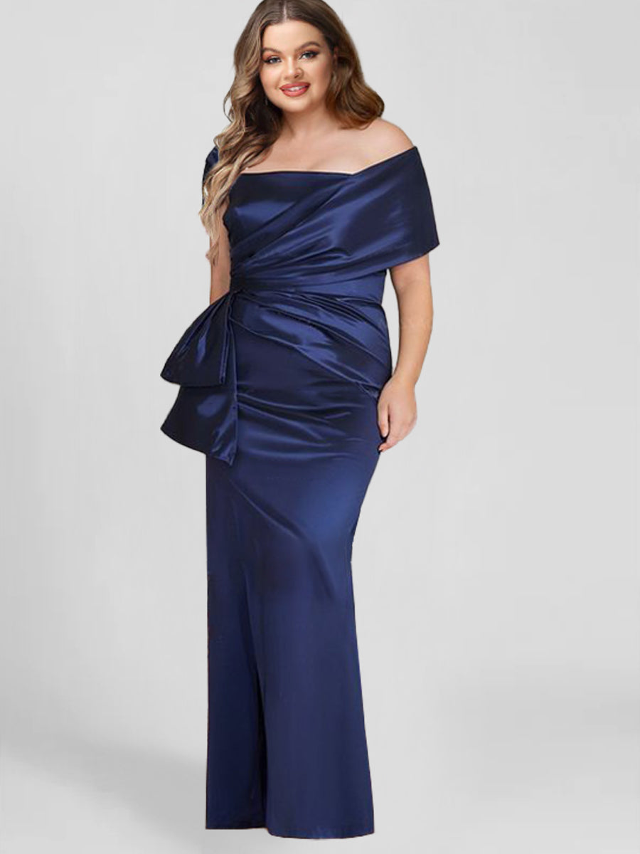 Off the Shoulder Long Sheath Column Gown for the Mother of the Bride