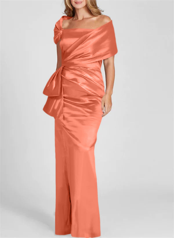 Off the Shoulder Long Sheath Column Gown for the Mother of the Bride