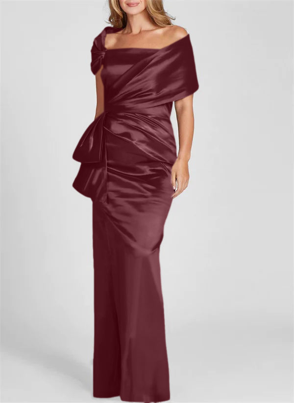 Off the Shoulder Long Sheath Column Gown for the Mother of the Bride