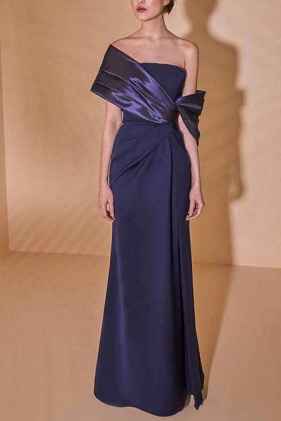 Off the Shoulder Ruched Sheath Column Dress for the Mother of the Bride