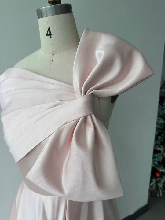 Off the Shoulder Sleeveless A Line Ankle Length Mother of the Bride Dress with Bow(s)