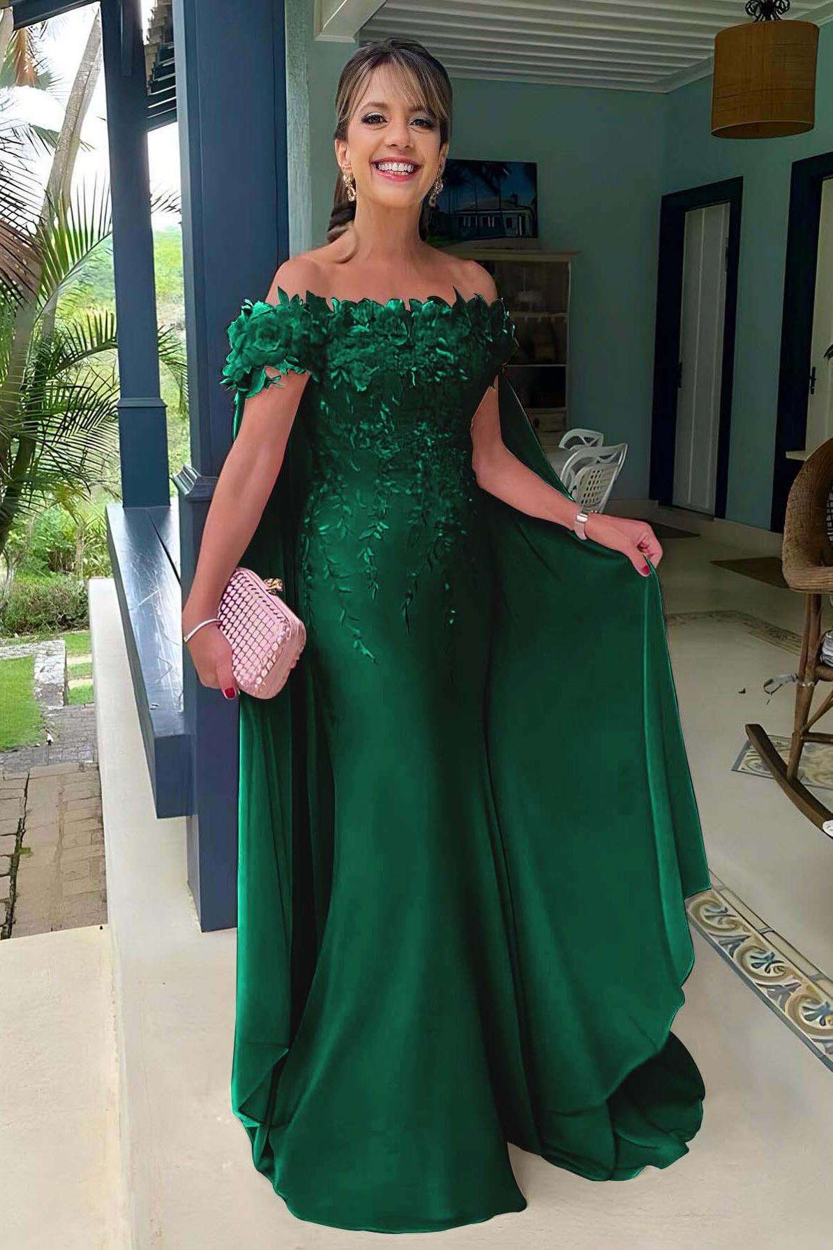Off the Shoulder Sleeveless Long Mermaid Evening Formal Dress With Appliques