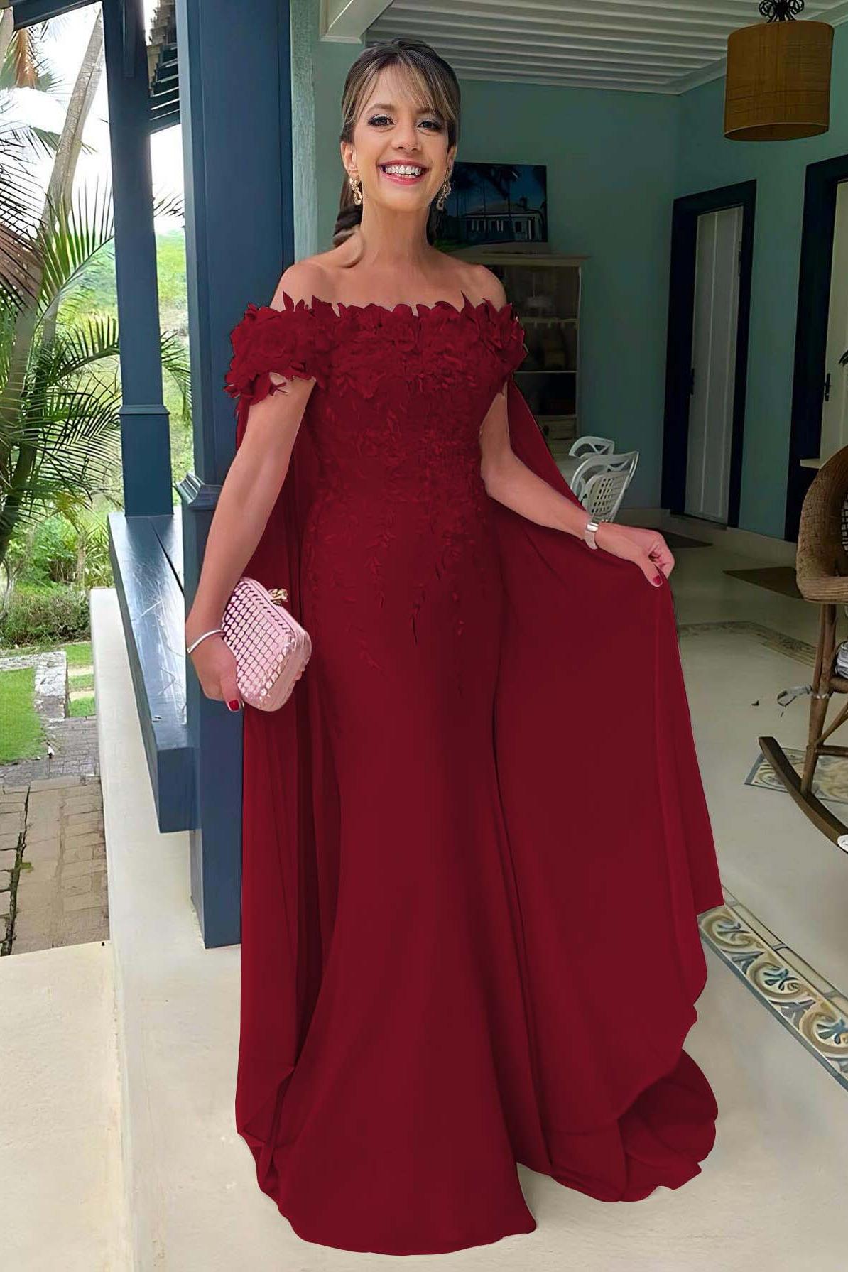 Off the Shoulder Sleeveless Long Mermaid Evening Formal Dress With Appliques