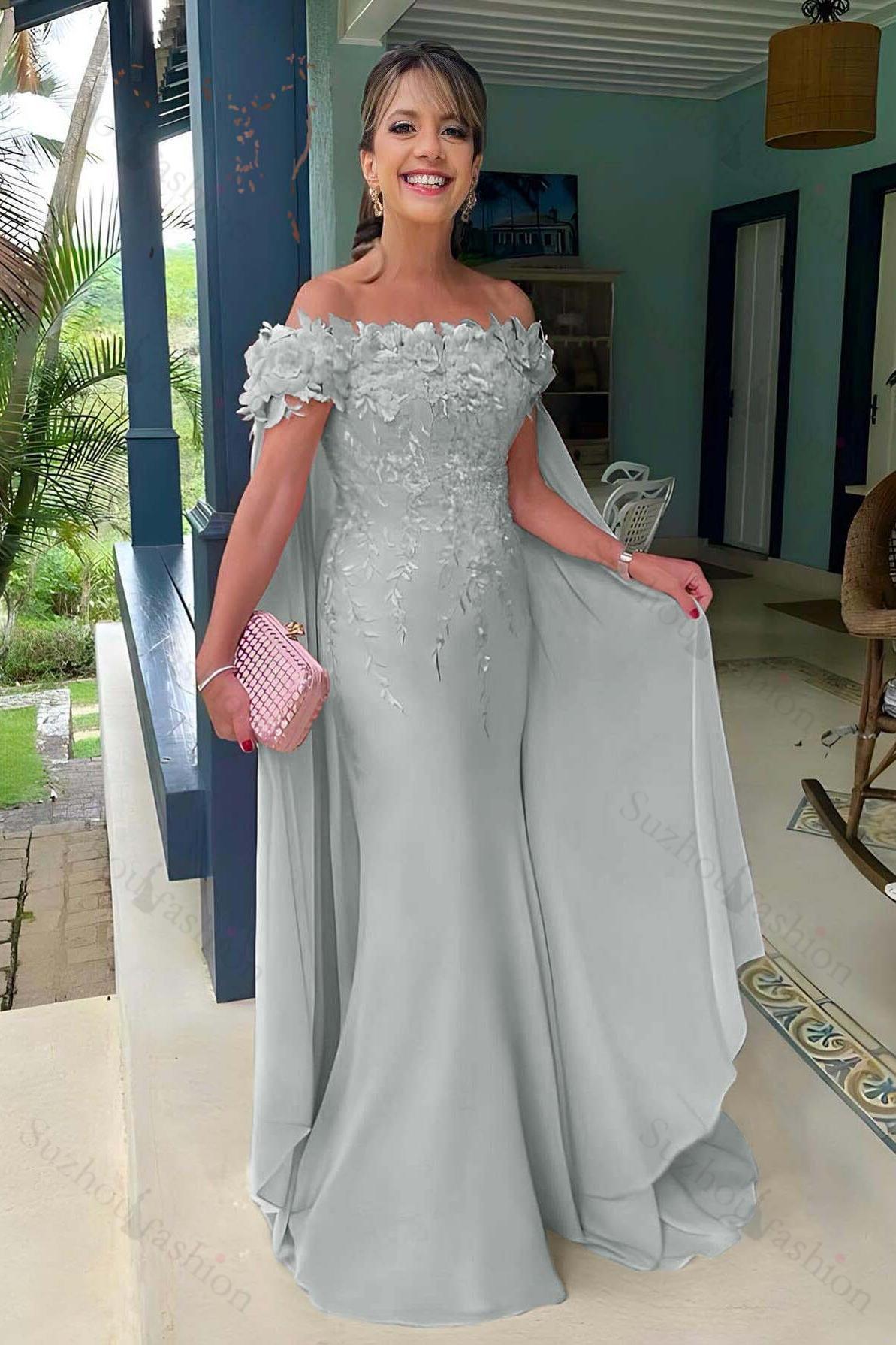 Off the Shoulder Sleeveless Long Mermaid Evening Formal Dress With Appliques