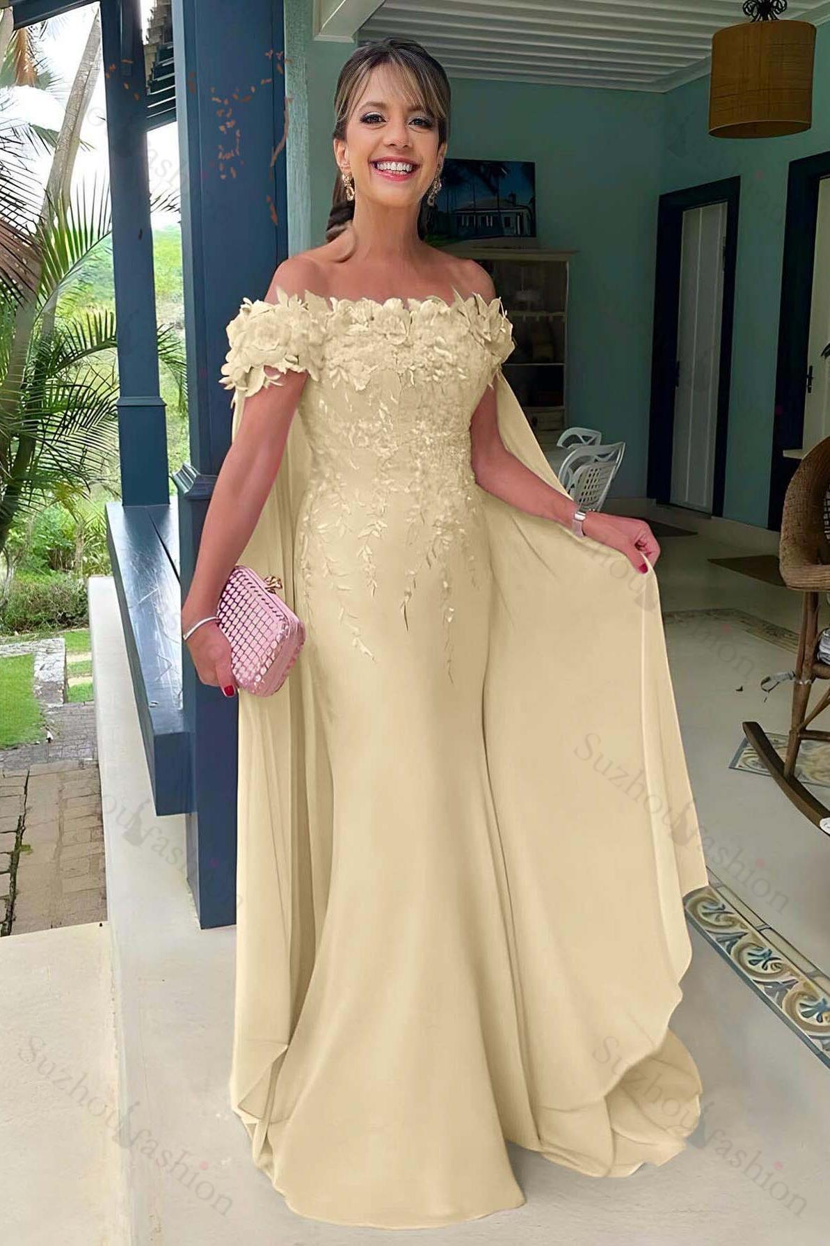 Off the Shoulder Sleeveless Long Mermaid Evening Formal Dress With Appliques