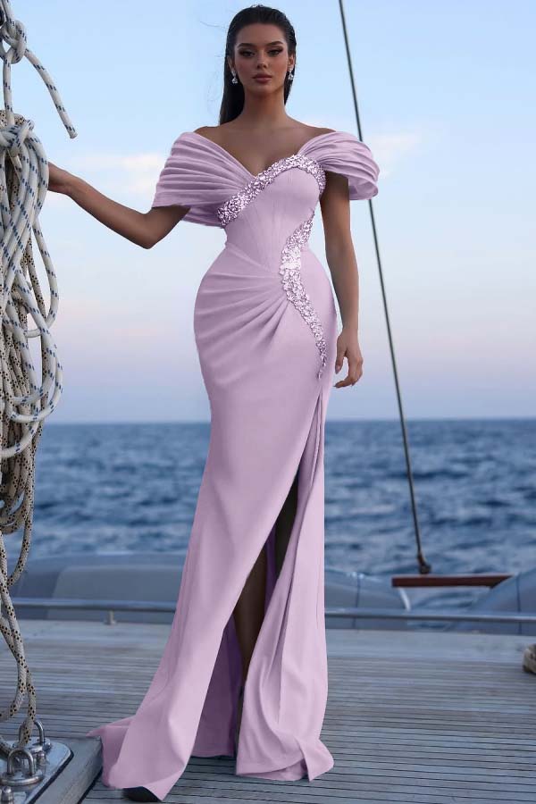 Off the Shoulder Sleeveless Long Mermaid Evening Formal Dress With Sequined