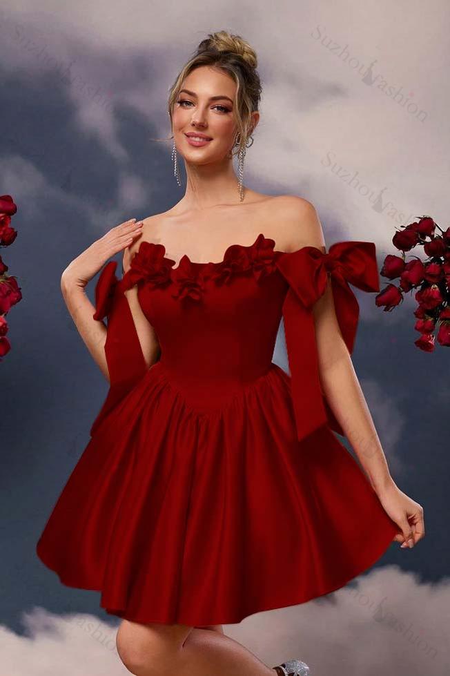 Off the Shoulder Sleeveless Short A Line Homecoming Dress With Pleated