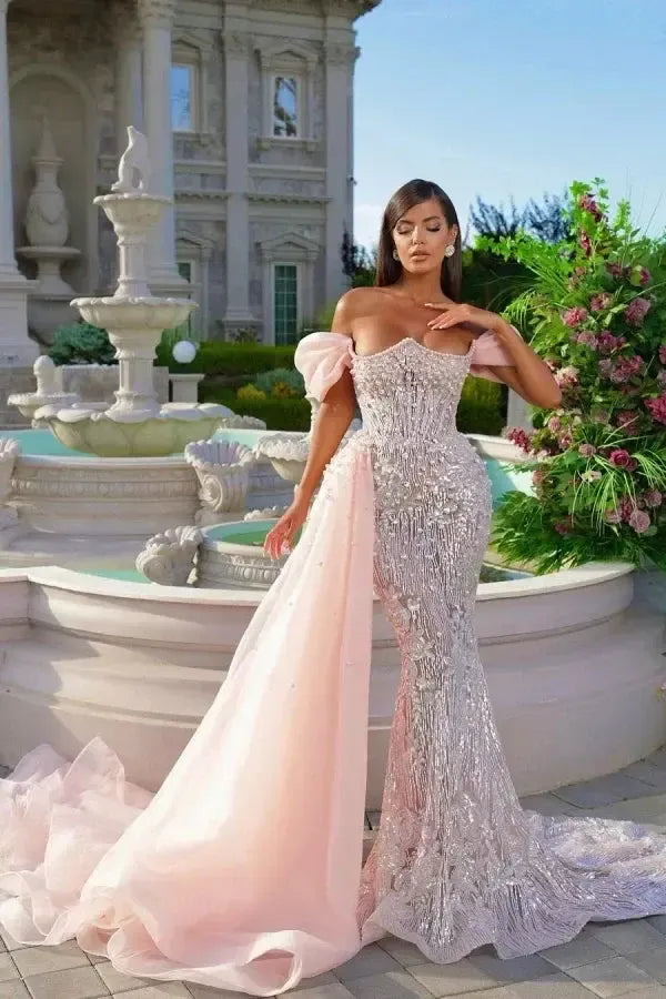 Off the Shoulder Sleeveless Sweetheart Long Evening Formal Dress With Beading