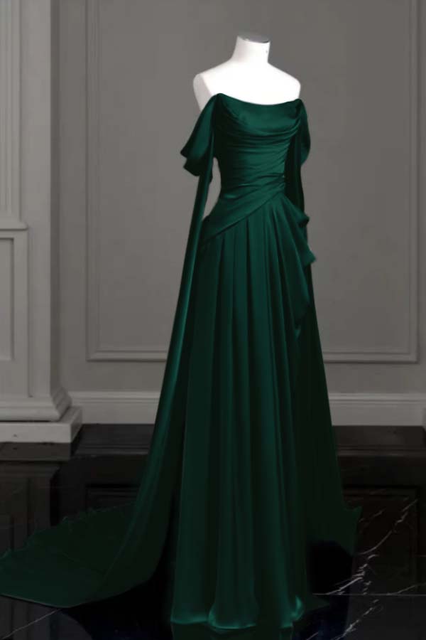 Off the Shoulder Strapless Sleeveless Long Evening Formal Dress With Pleated
