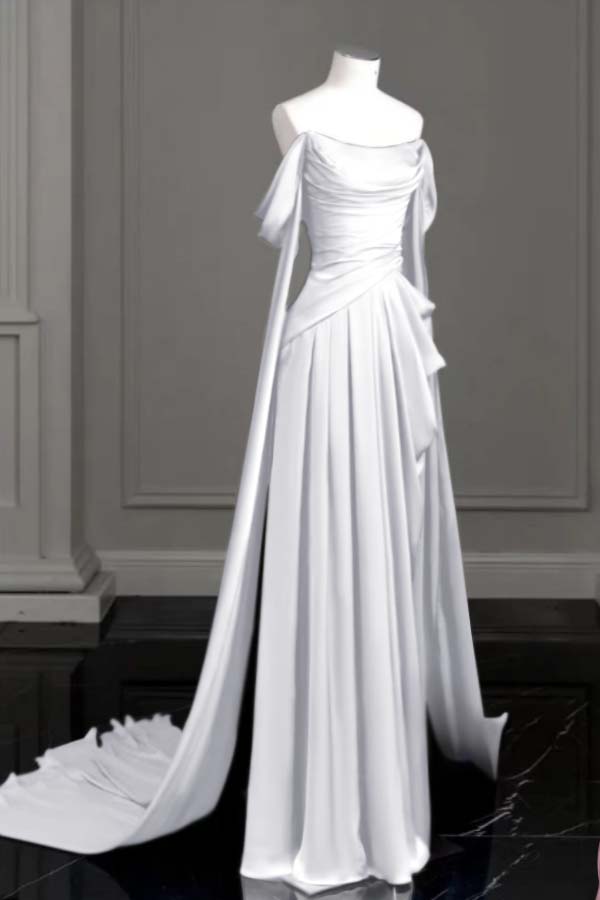 Off the Shoulder Strapless Sleeveless Long Evening Formal Dress With Pleated