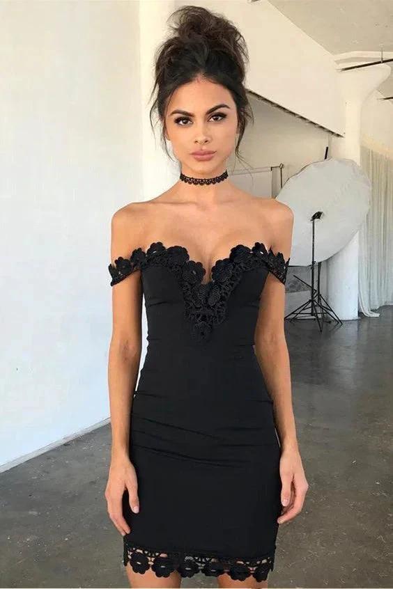 Chic Off The Shoulder Lace Short Homecoming Dresses (ZD11514) - VelvetHem