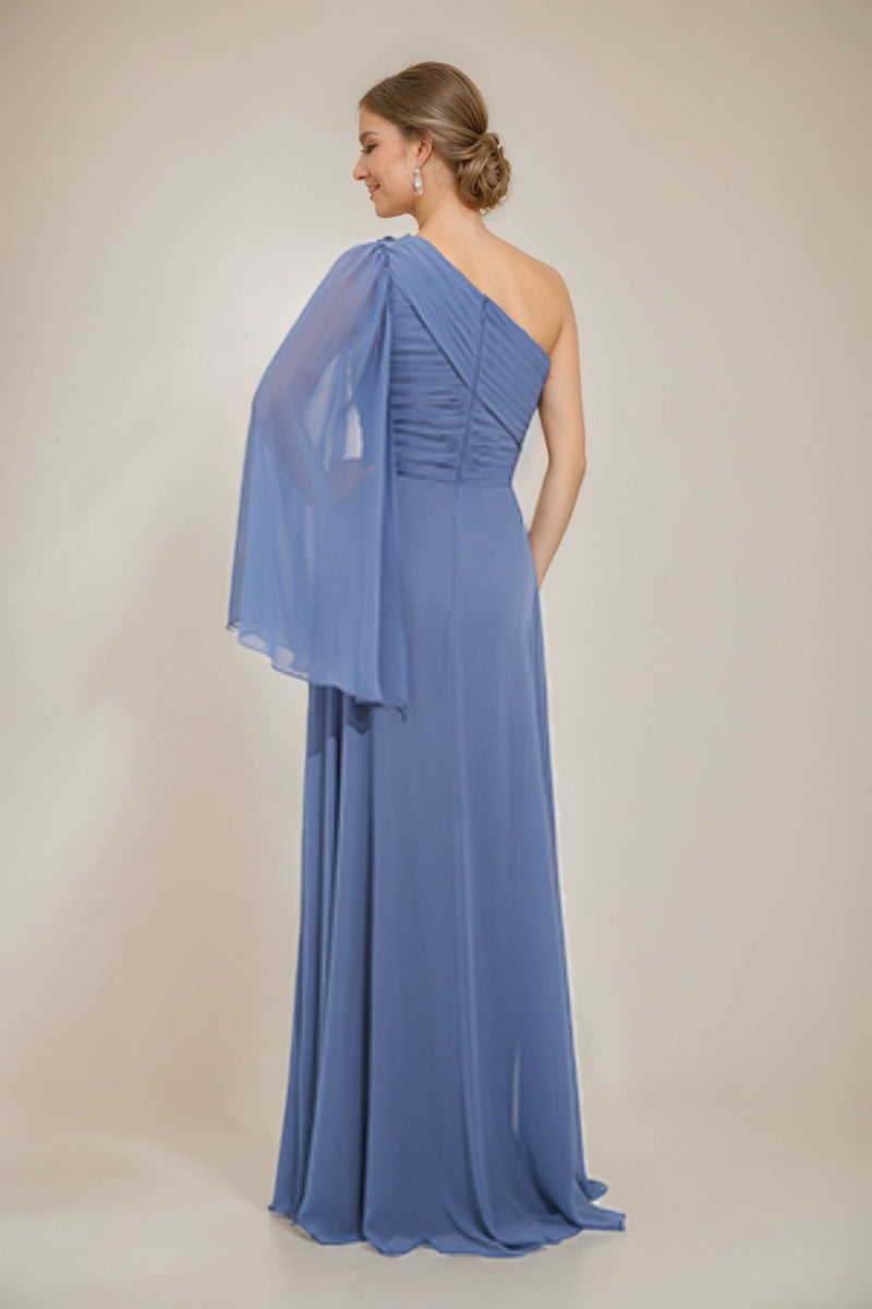 One Shoulder A Line Dress for the Mother of the Bride & Groom Featuring Appliques and a Side Slit