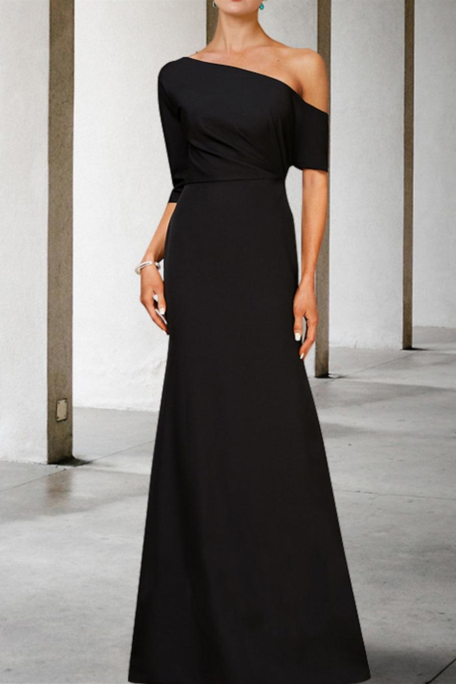 One Shoulder A Line Gown with 3/4 Sleeves for the Mother of the Bride