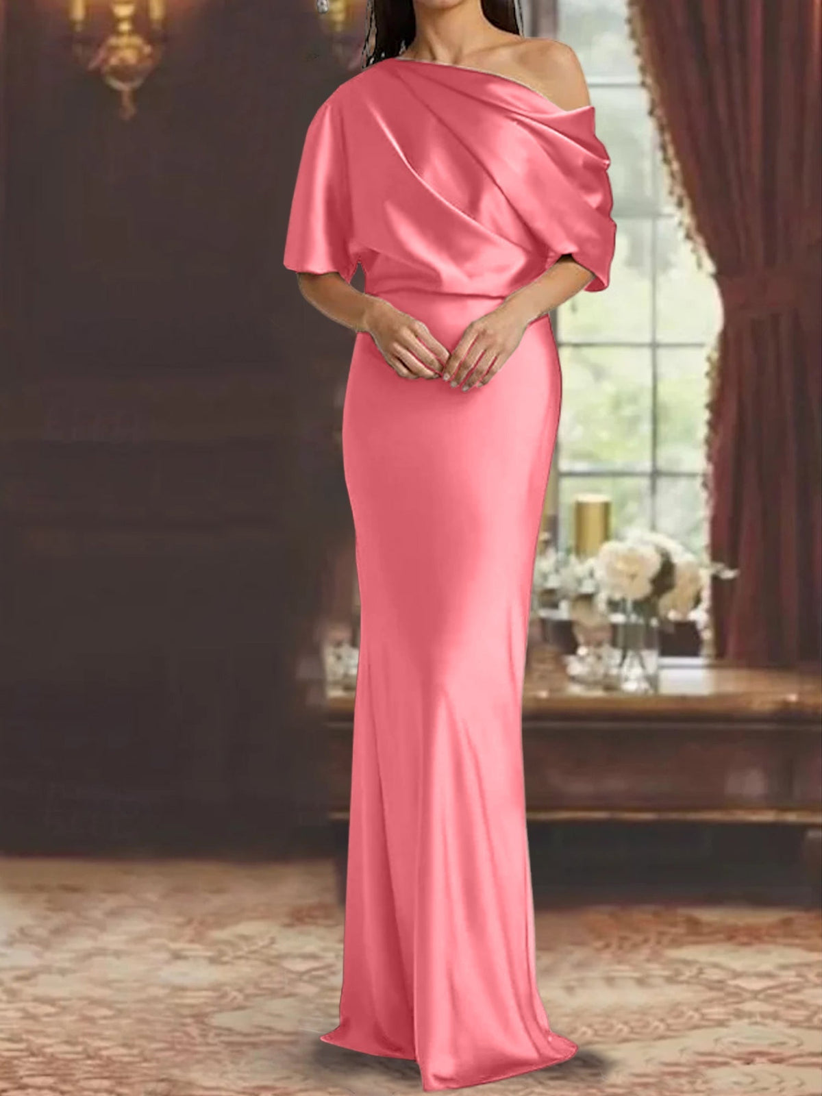 One Shoulder Column Gown for the Mother of the Bride
