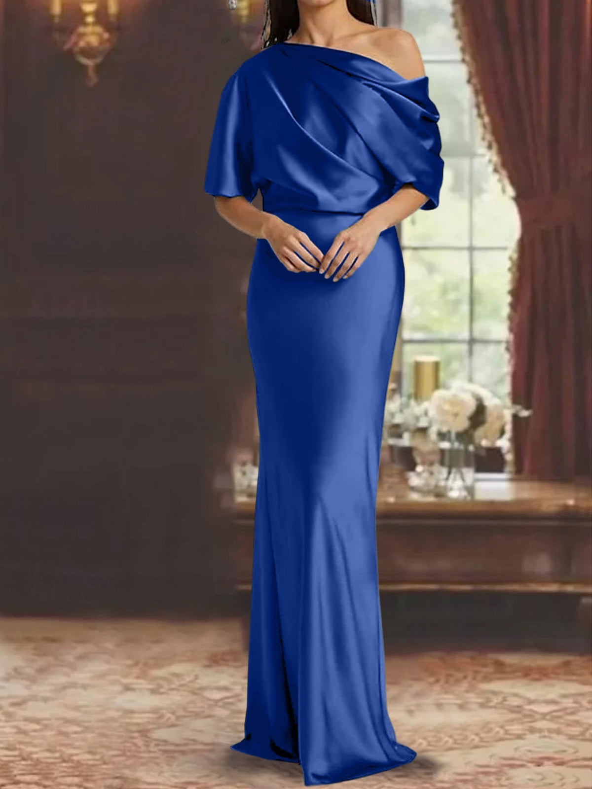 One Shoulder Column Gown for the Mother of the Bride