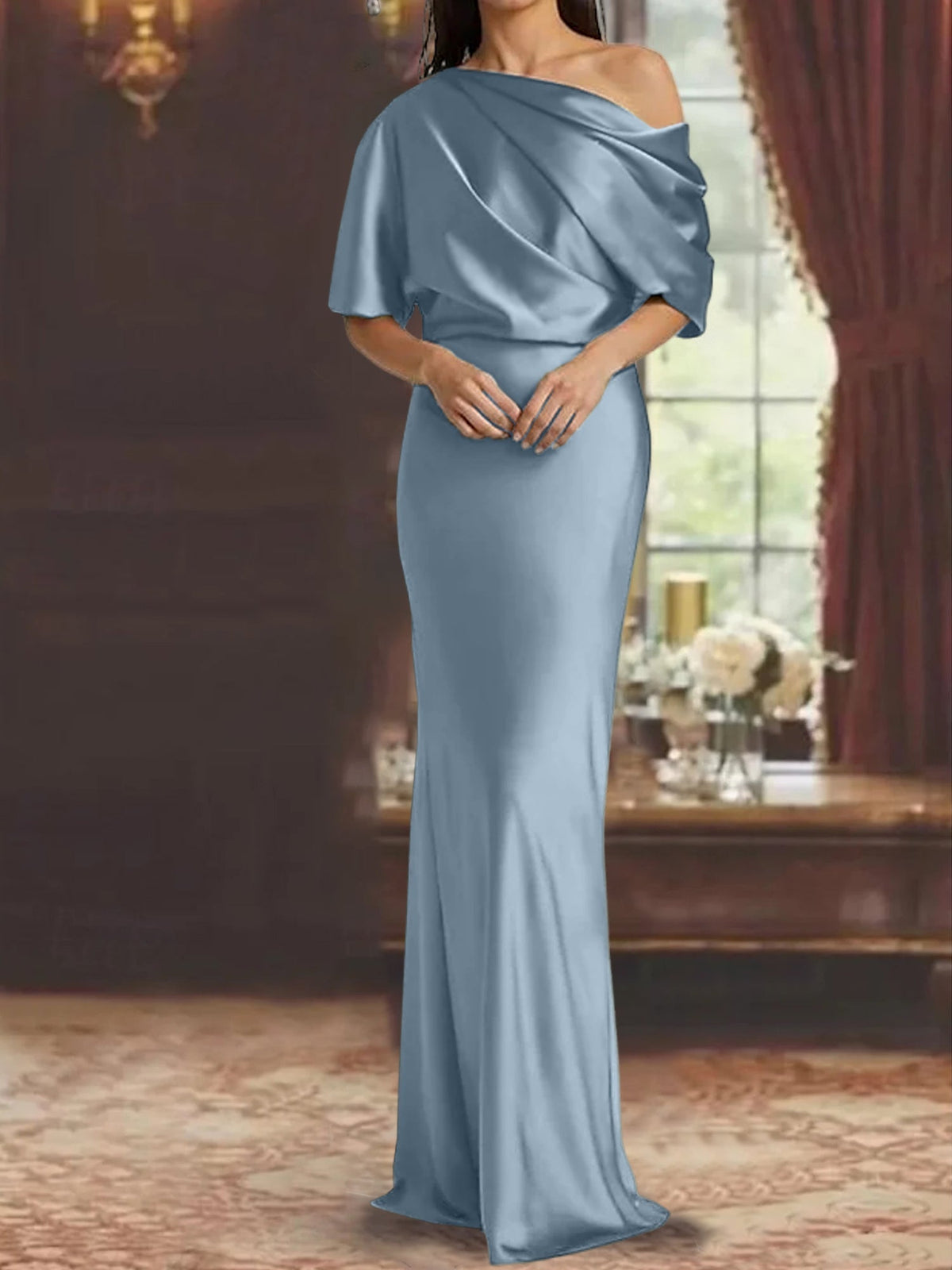 One Shoulder Column Gown for the Mother of the Bride