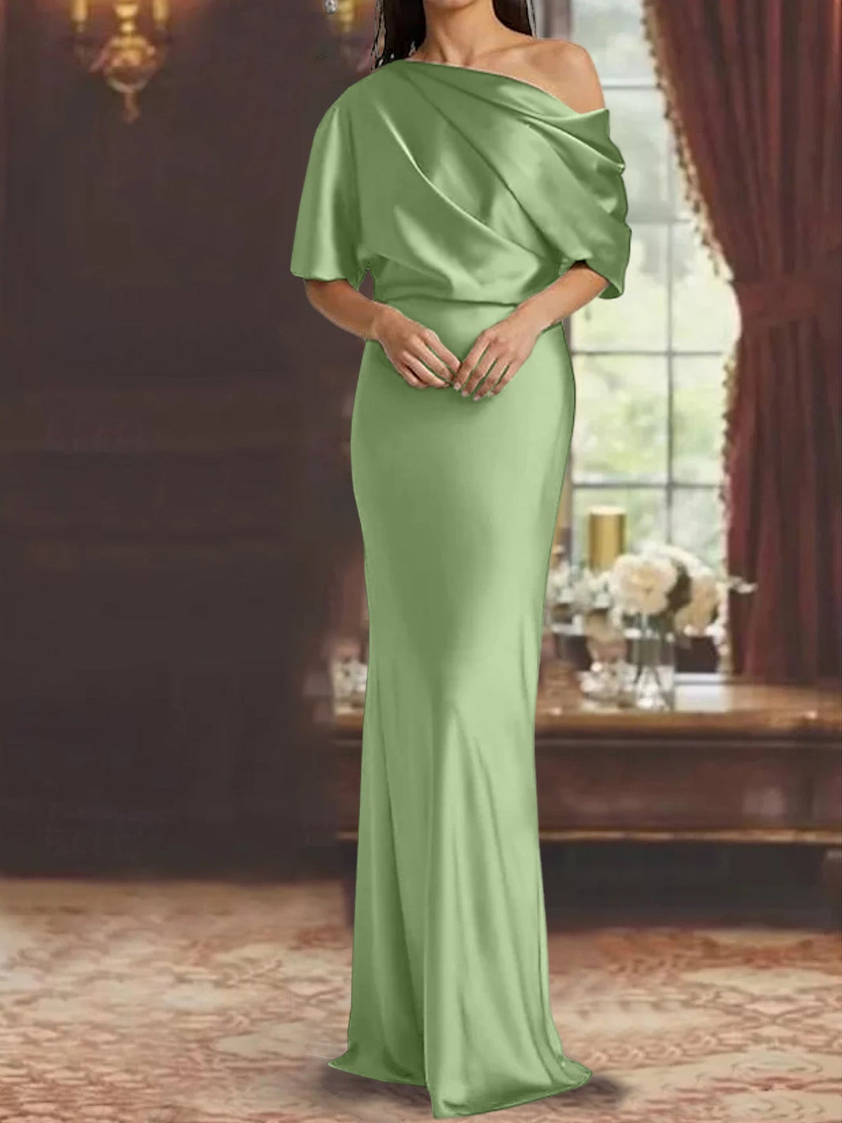 One Shoulder Column Gown for the Mother of the Bride