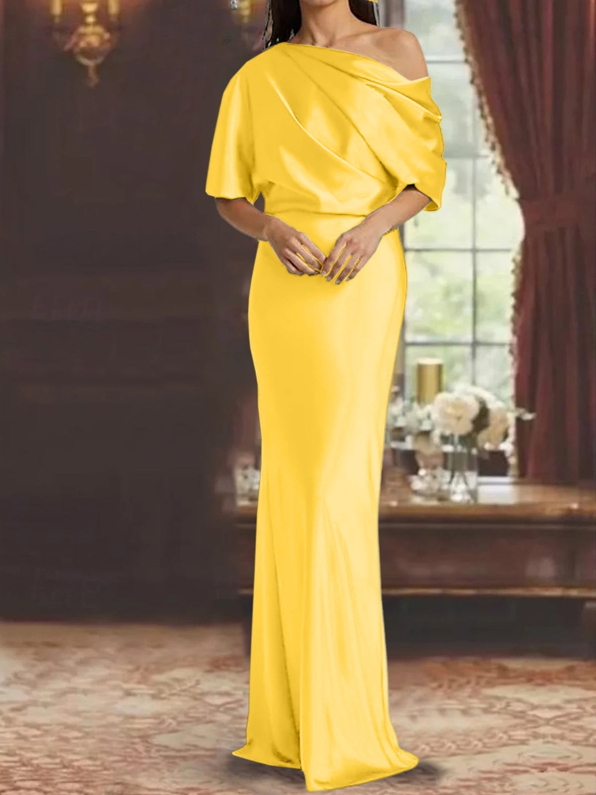 One Shoulder Column Gown for the Mother of the Bride