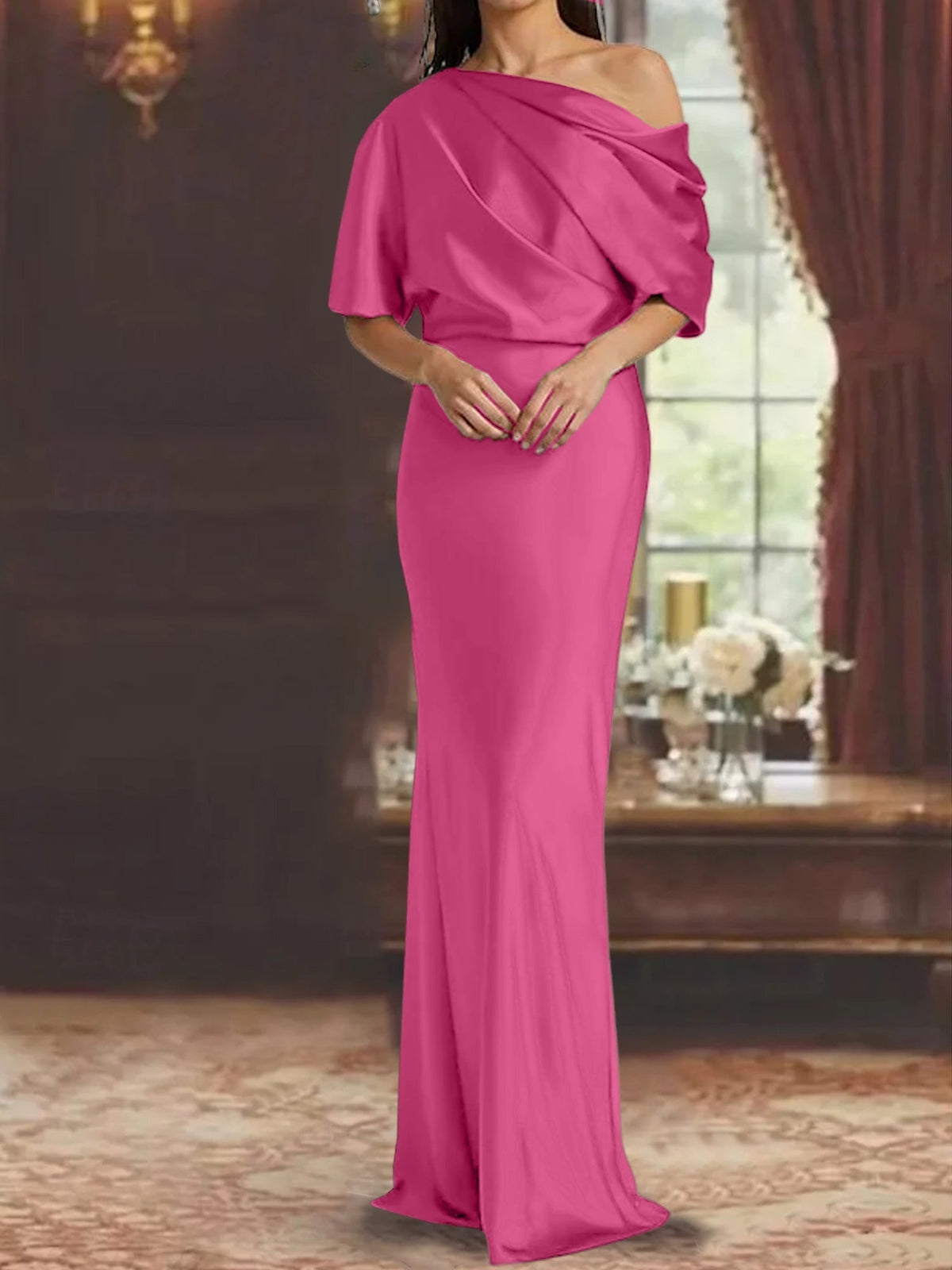 One Shoulder Column Gown for the Mother of the Bride