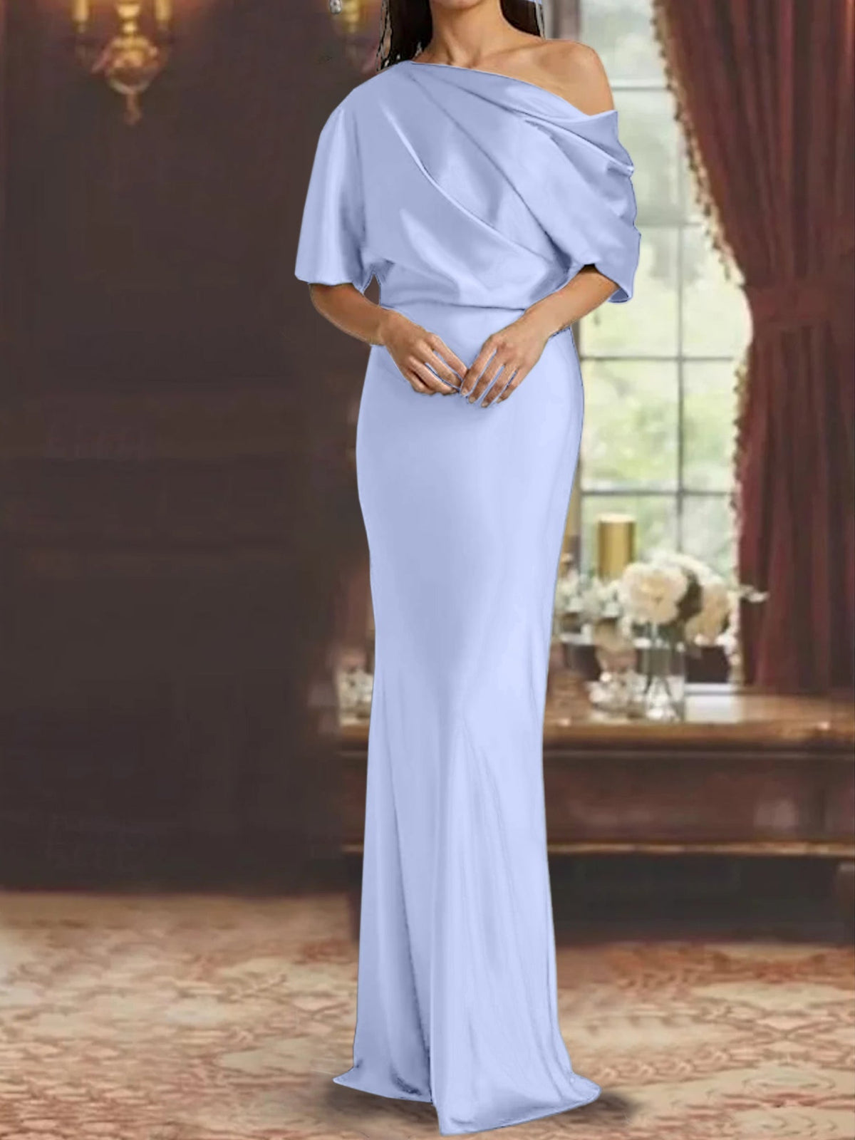 One Shoulder Column Gown for the Mother of the Bride
