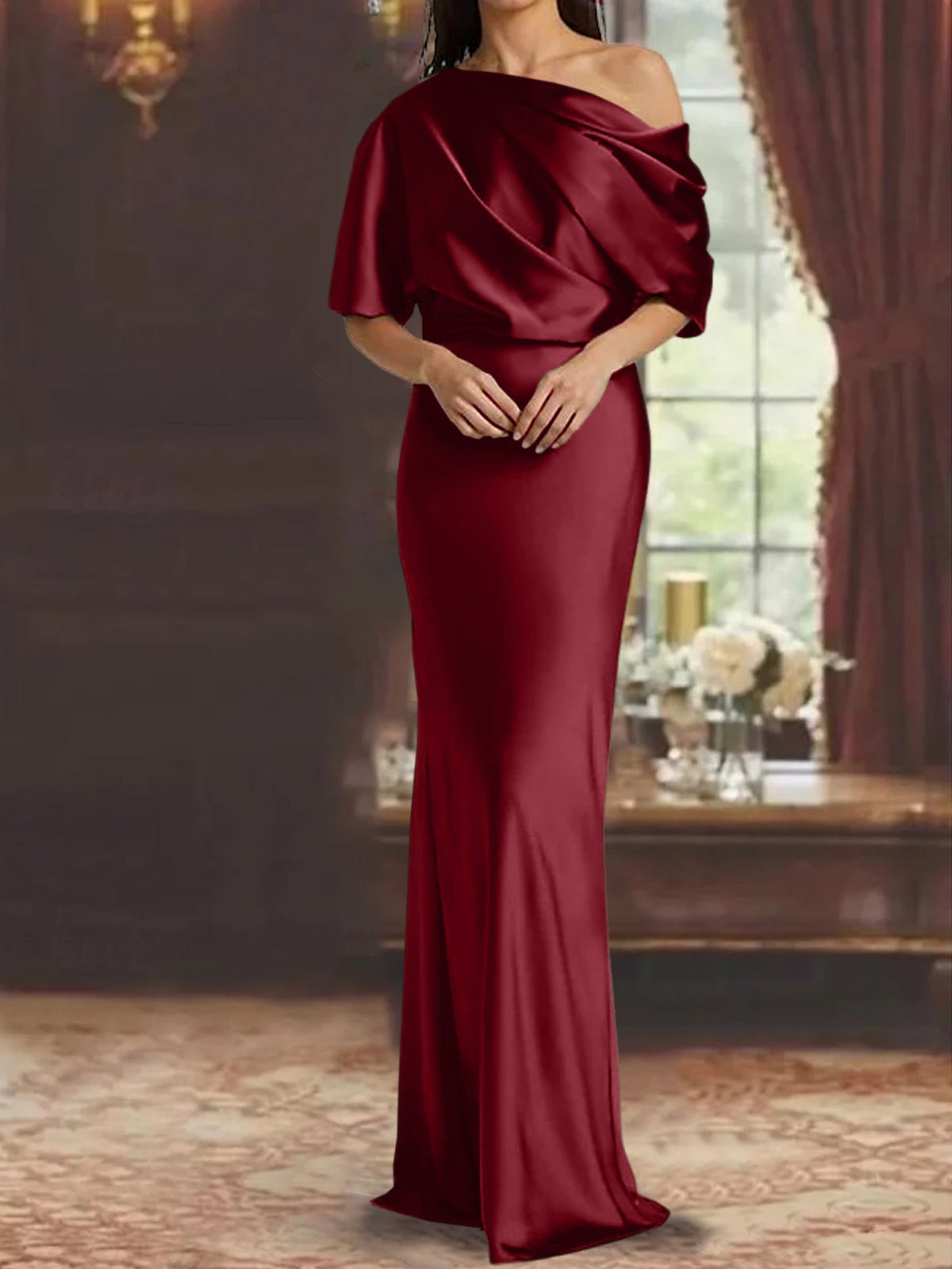 One Shoulder Column Gown for the Mother of the Bride