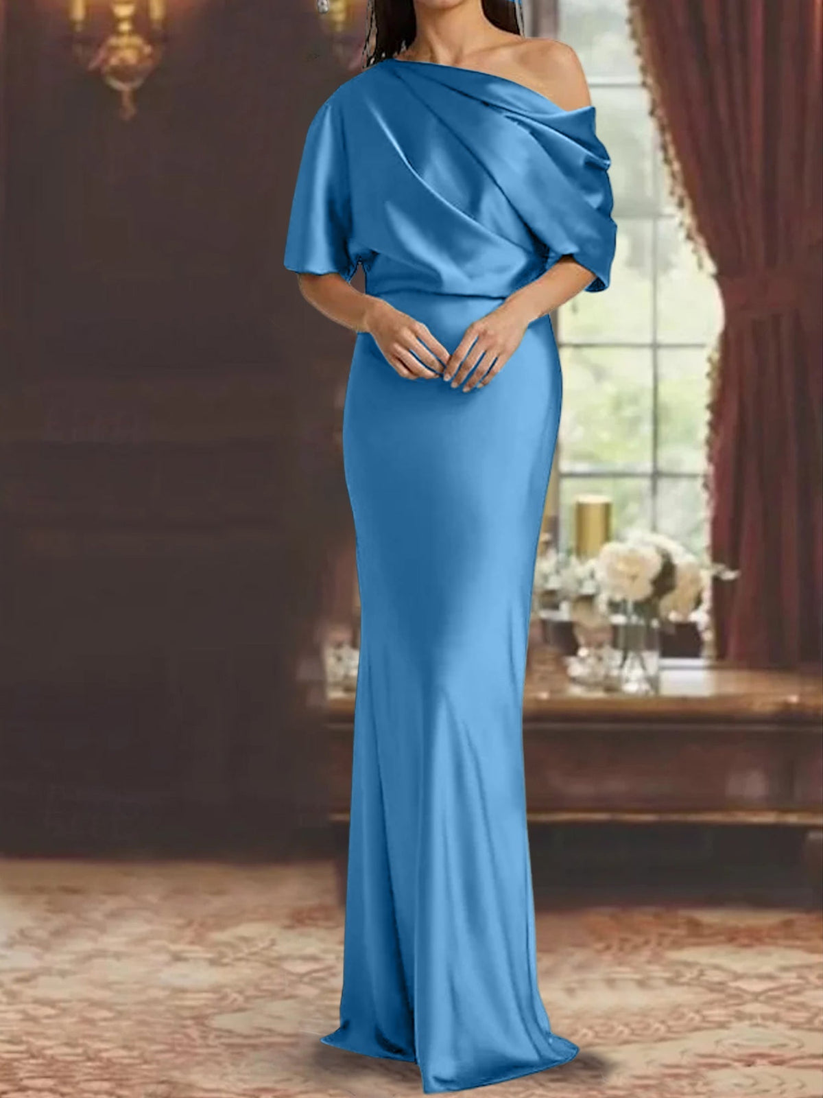 One Shoulder Column Gown for the Mother of the Bride