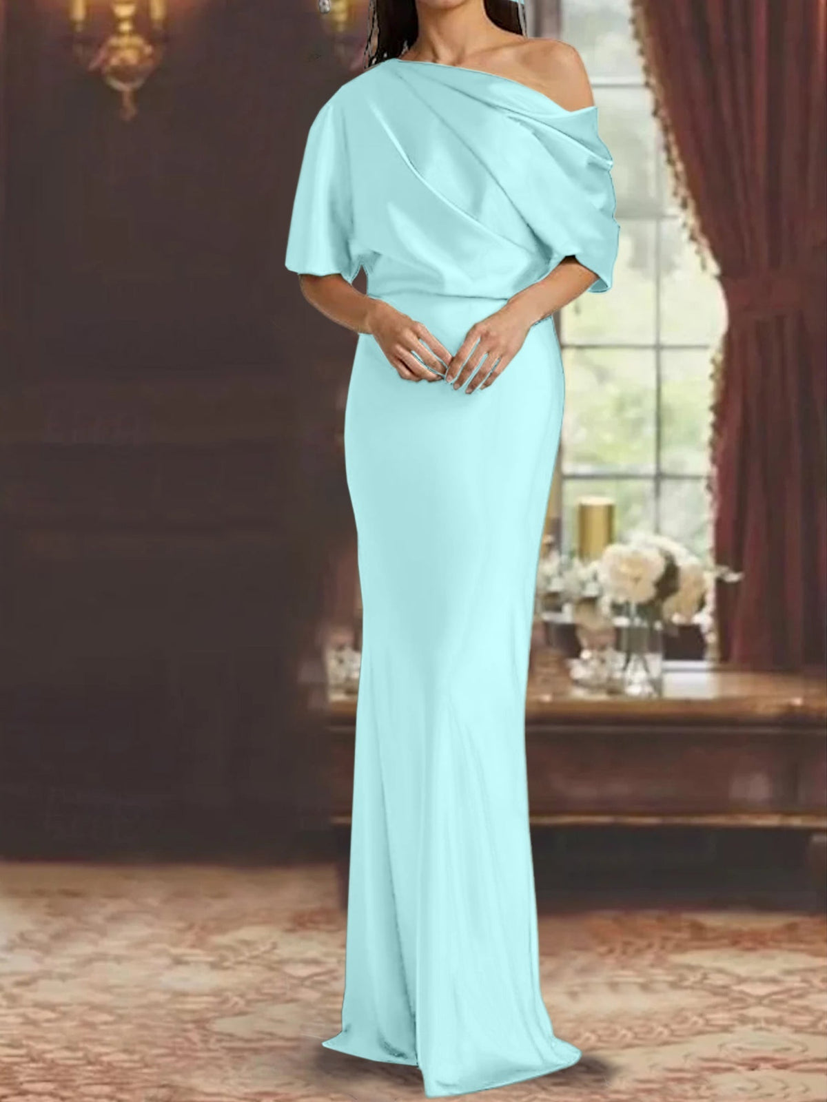 One Shoulder Column Gown for the Mother of the Bride