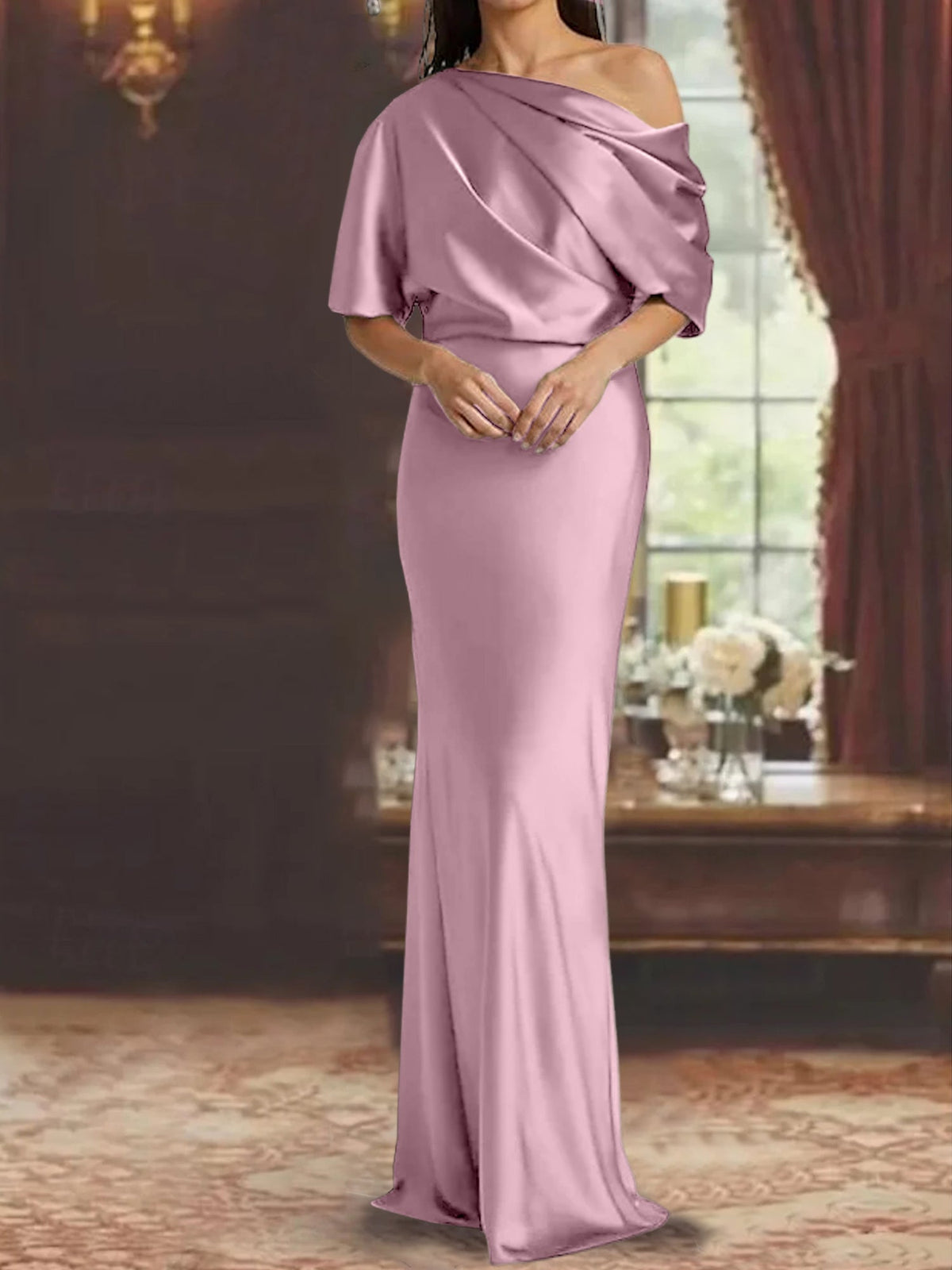One Shoulder Column Gown for the Mother of the Bride