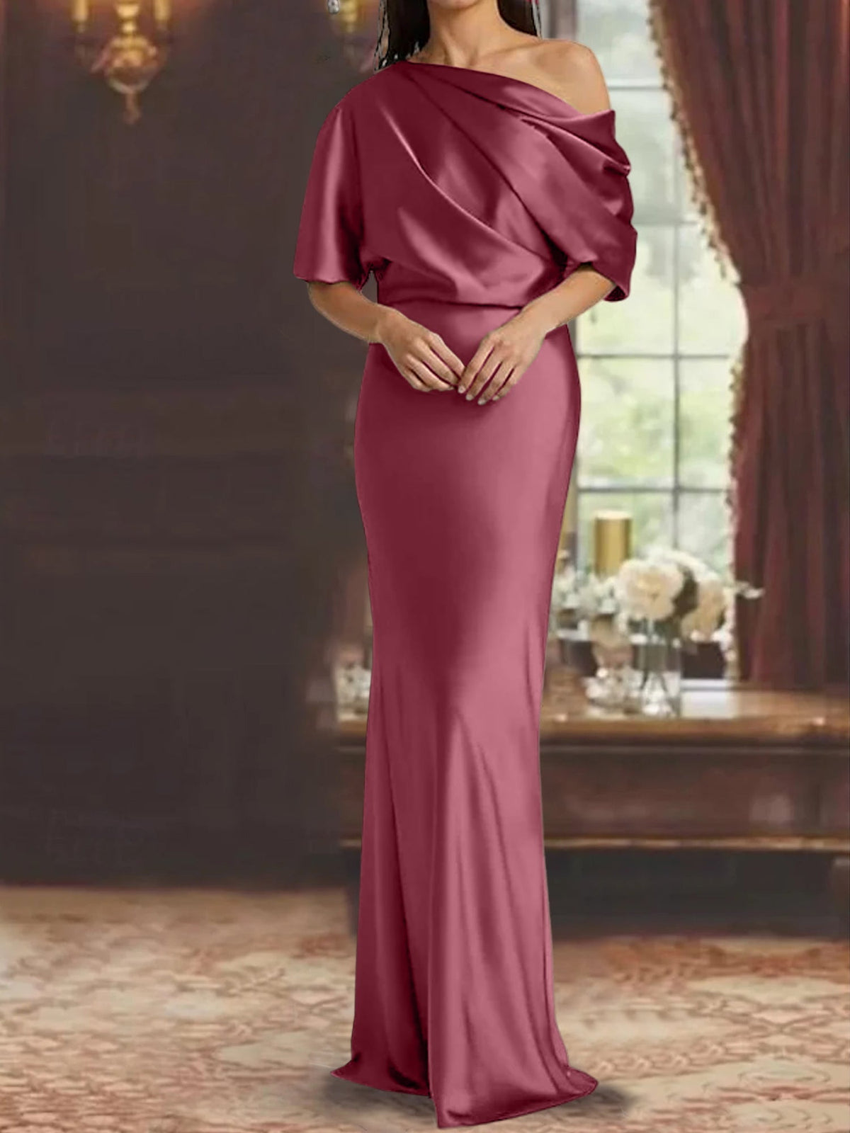 One Shoulder Column Gown for the Mother of the Bride