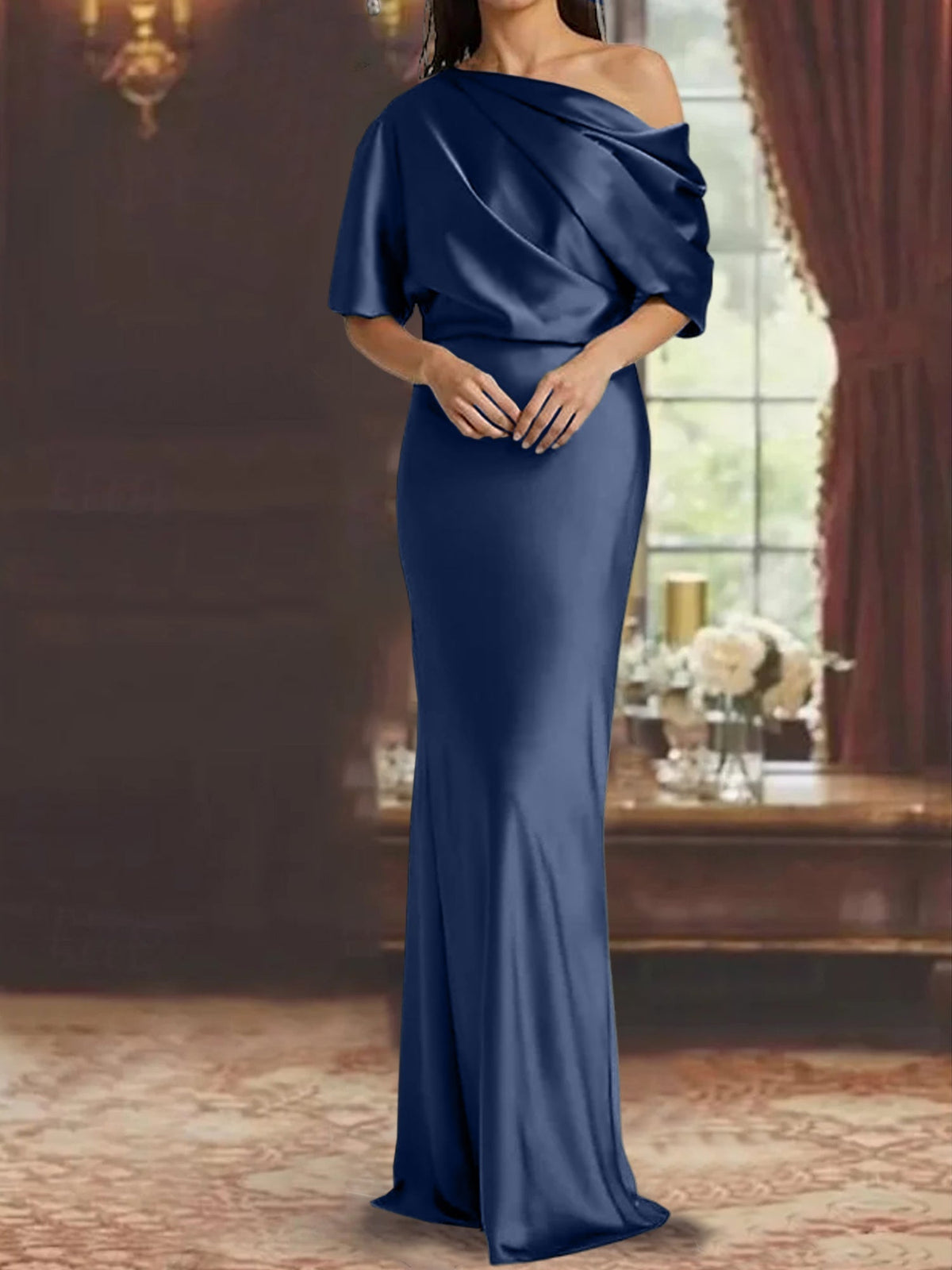 One Shoulder Column Gown for the Mother of the Bride