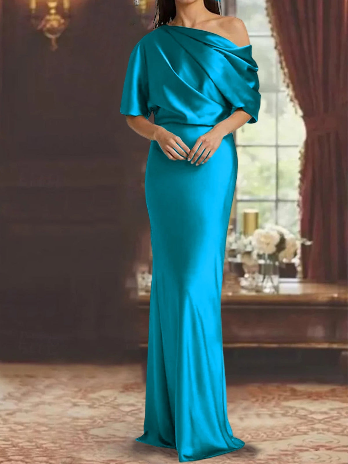 One Shoulder Column Gown for the Mother of the Bride