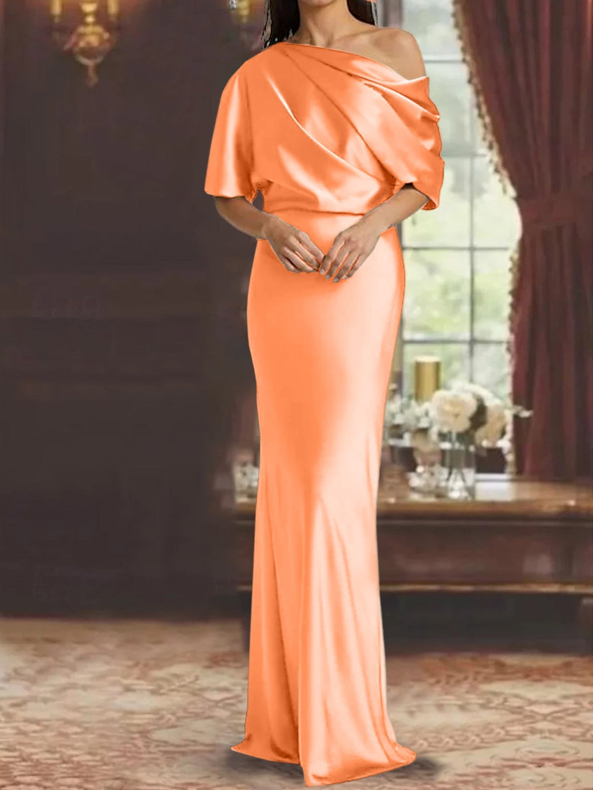 One Shoulder Column Gown for the Mother of the Bride