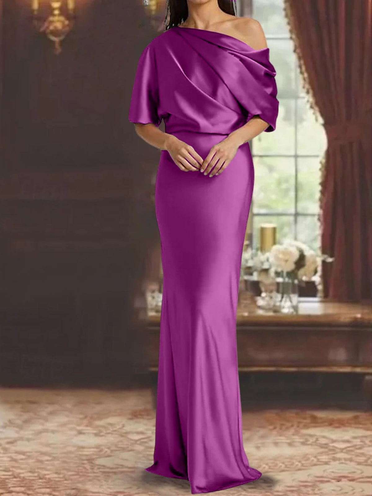 One Shoulder Column Gown for the Mother of the Bride