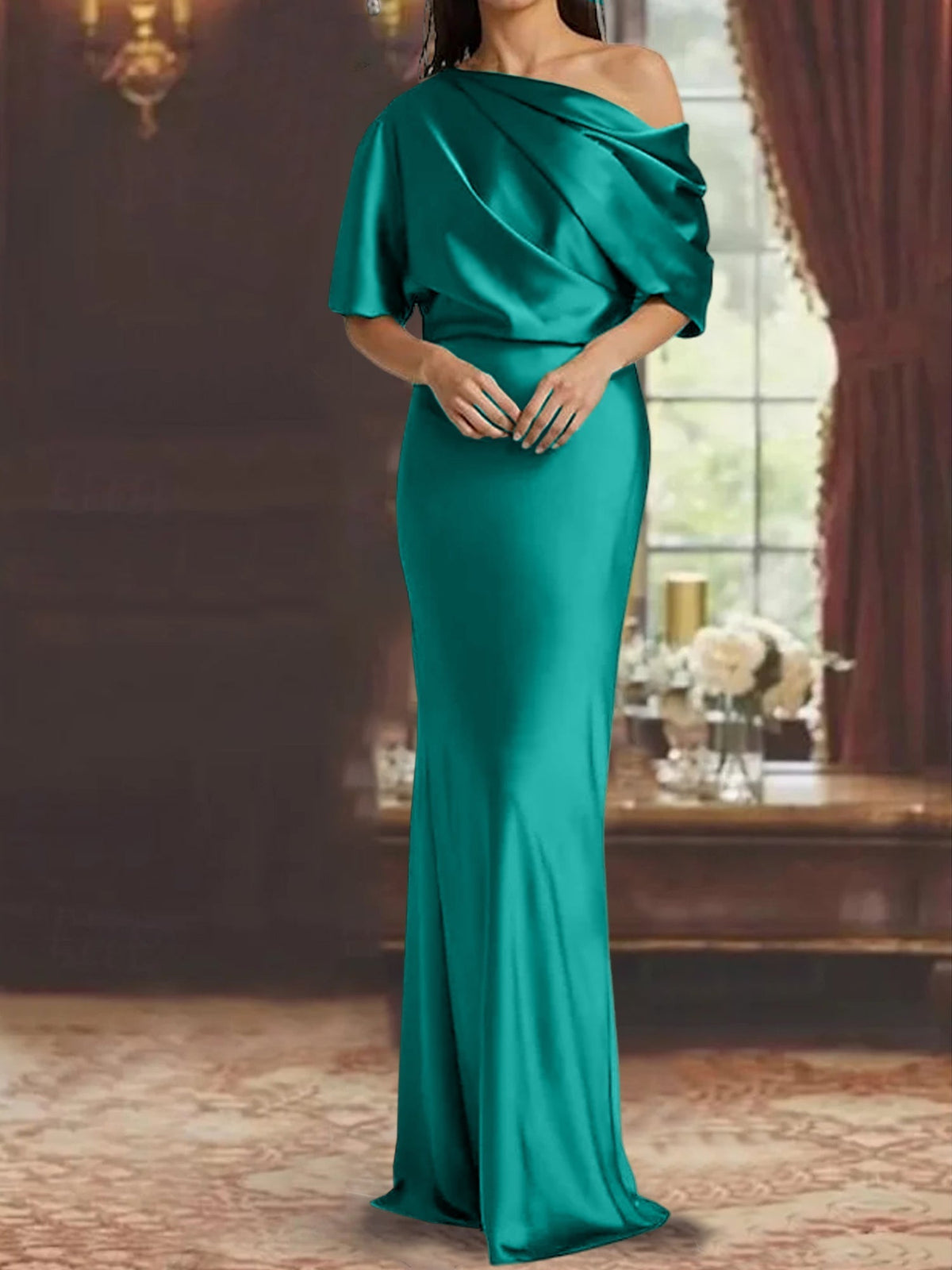 One Shoulder Column Gown for the Mother of the Bride