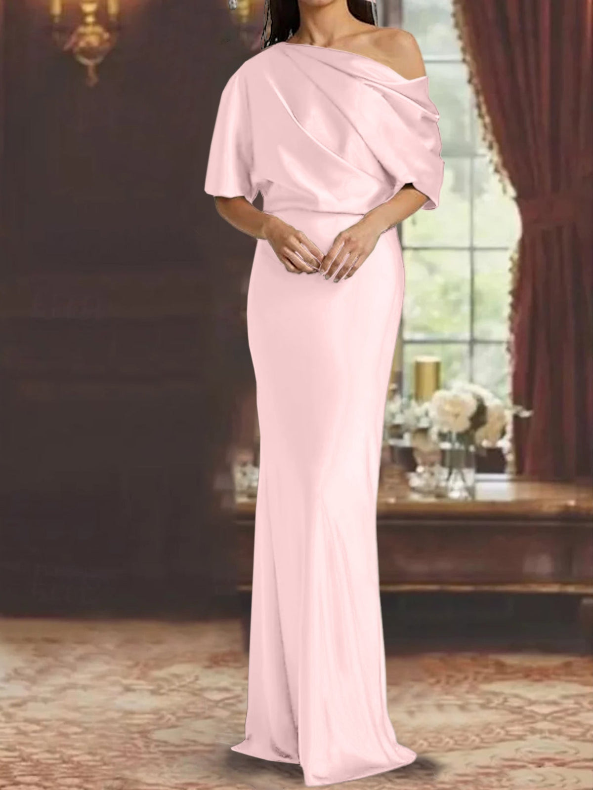 One Shoulder Column Gown for the Mother of the Bride