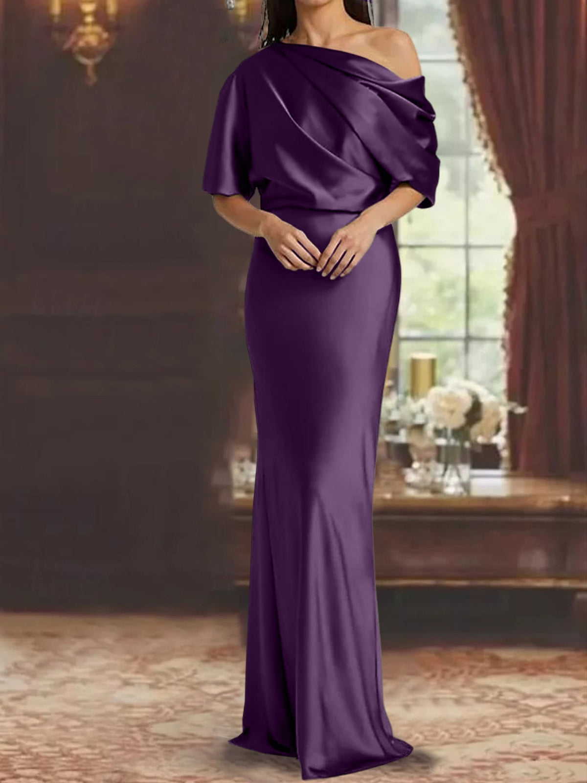 One Shoulder Column Gown for the Mother of the Bride