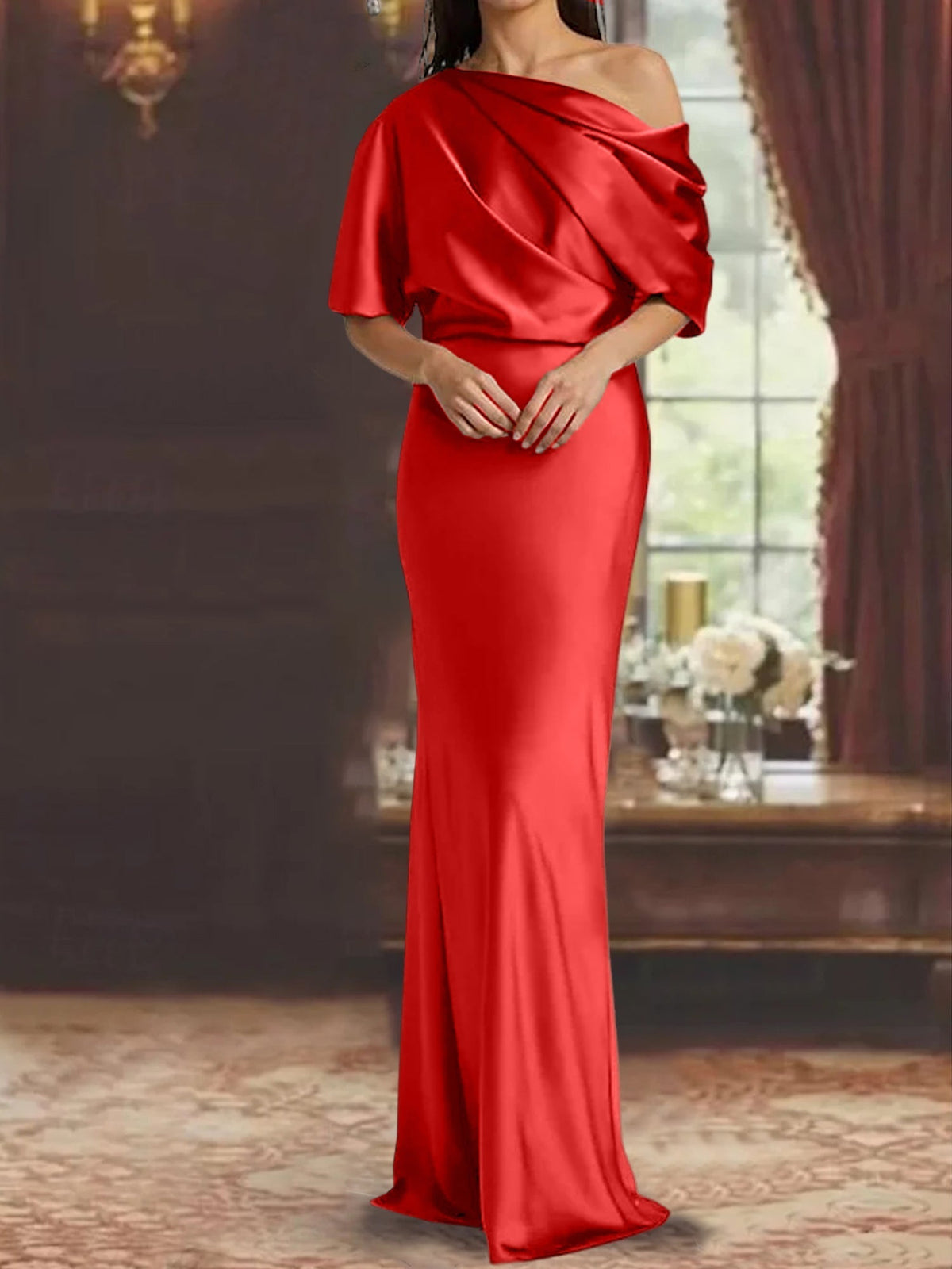 One Shoulder Column Gown for the Mother of the Bride