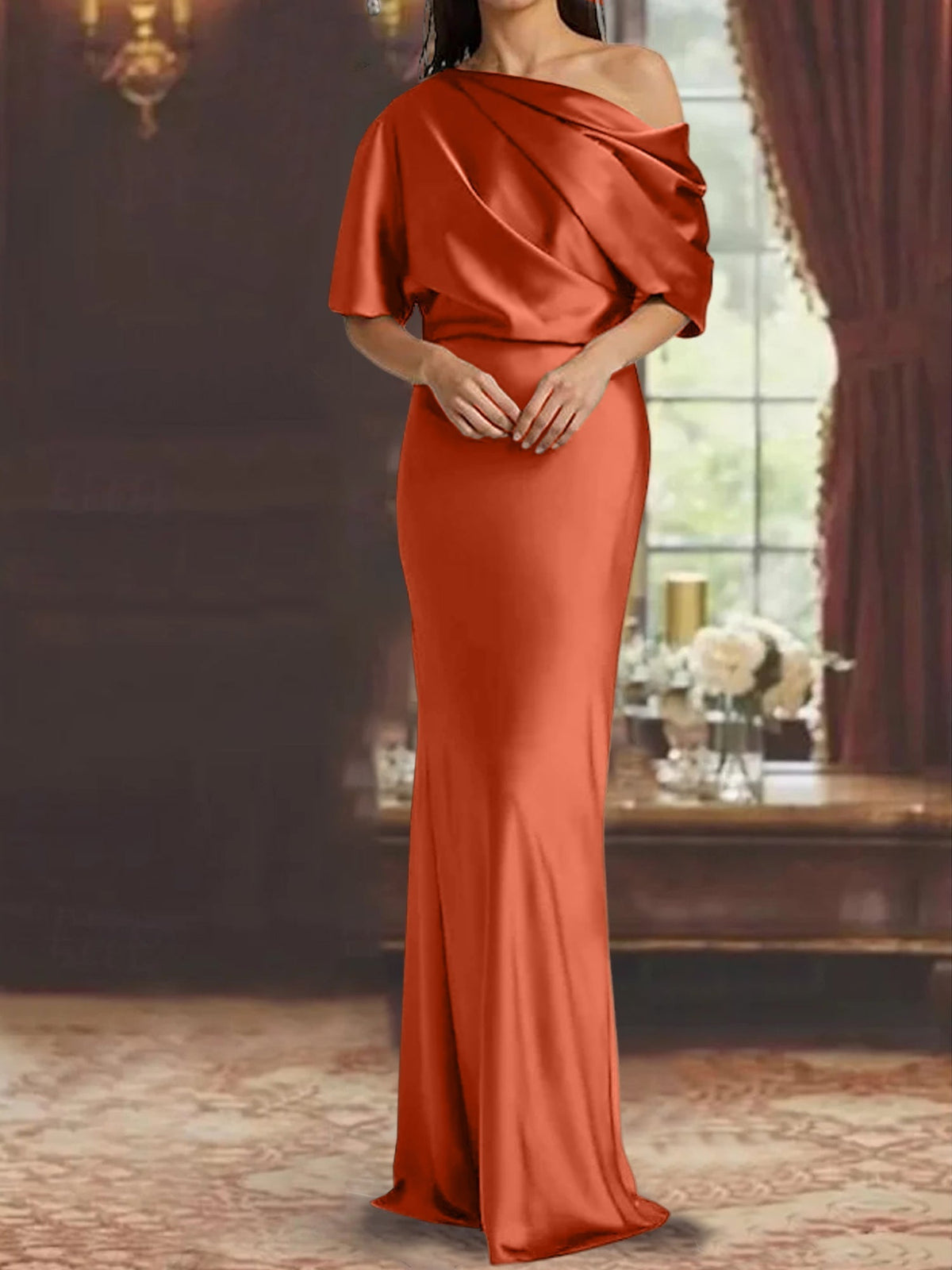 One Shoulder Column Gown for the Mother of the Bride