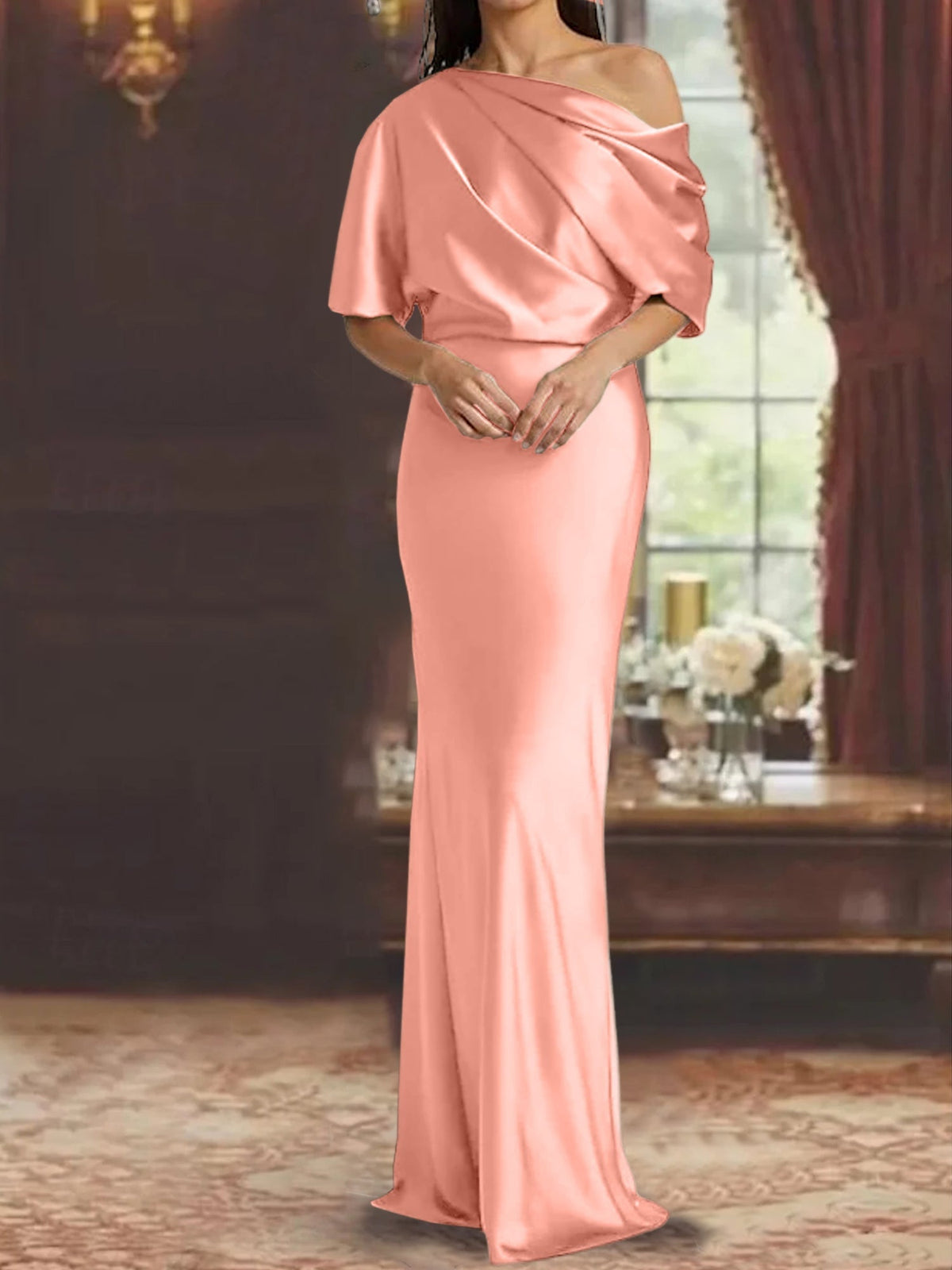 One Shoulder Column Gown for the Mother of the Bride