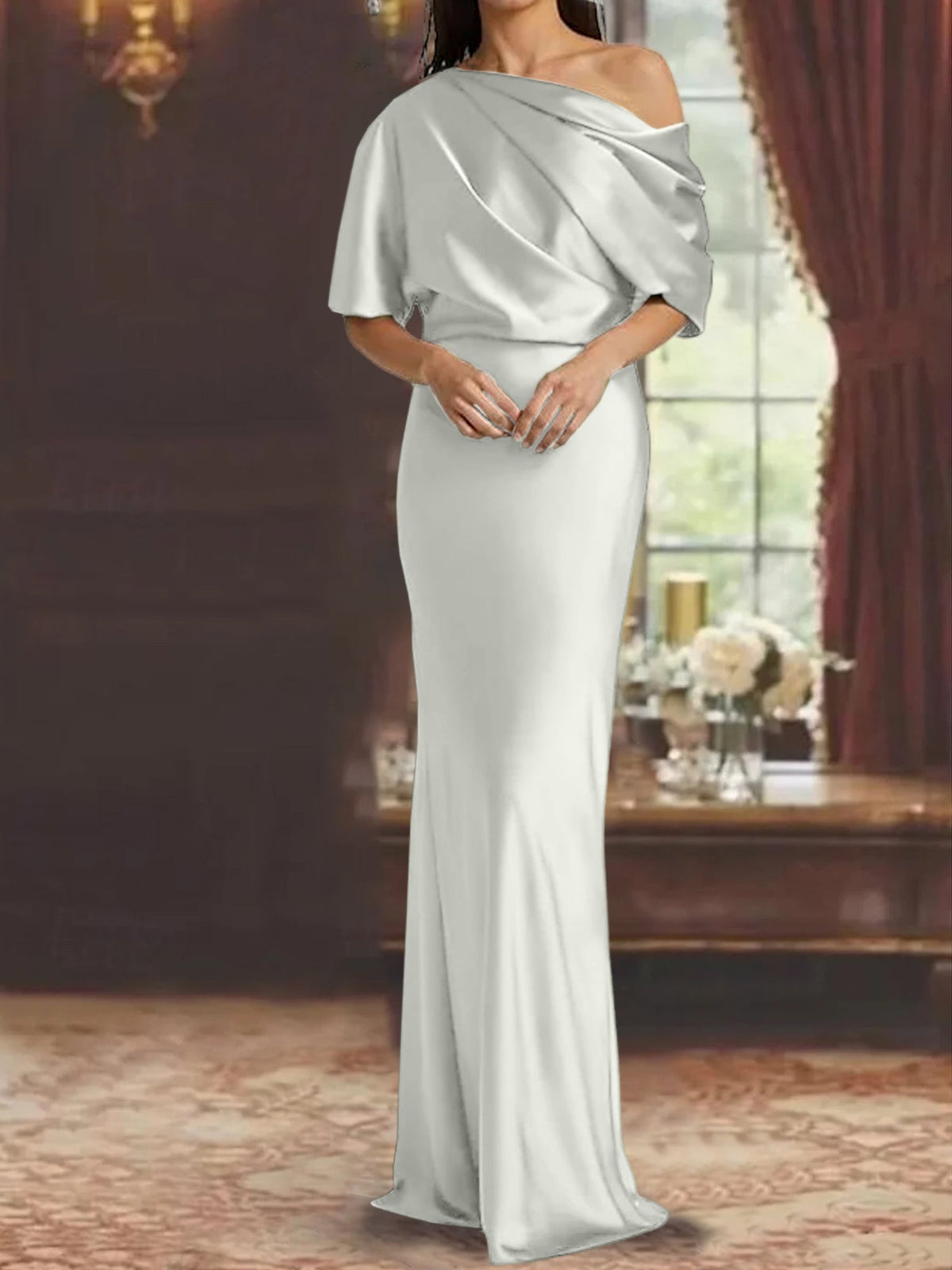One Shoulder Column Gown for the Mother of the Bride