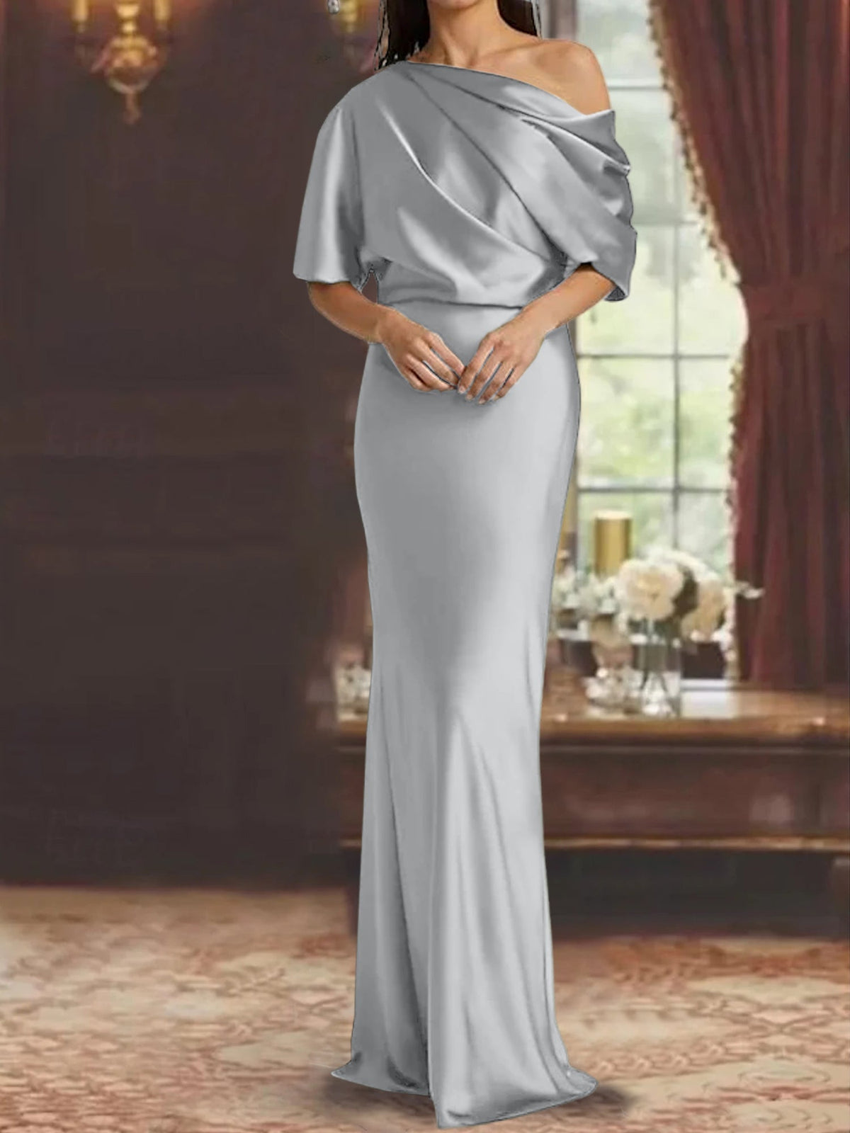 One Shoulder Column Gown for the Mother of the Bride