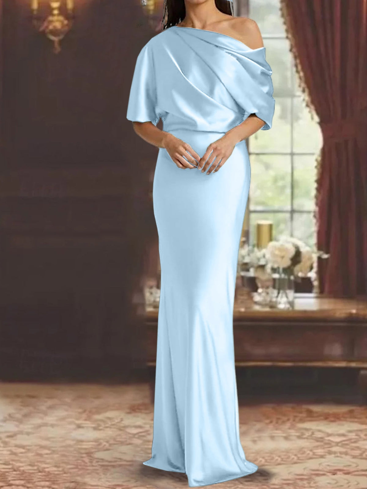One Shoulder Column Gown for the Mother of the Bride