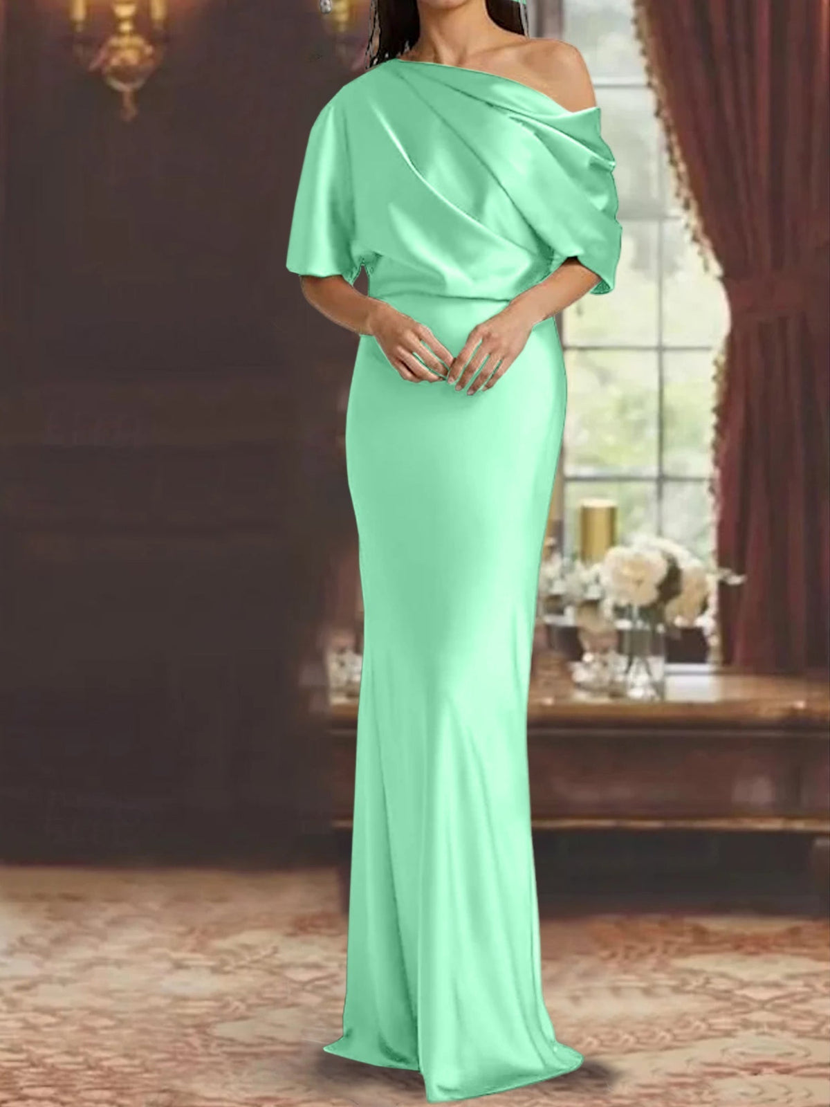 One Shoulder Column Gown for the Mother of the Bride