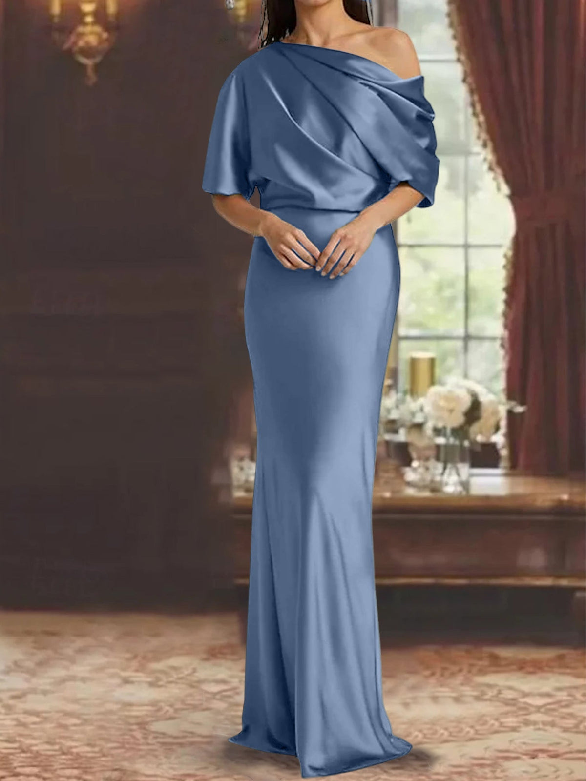 One Shoulder Column Gown for the Mother of the Bride