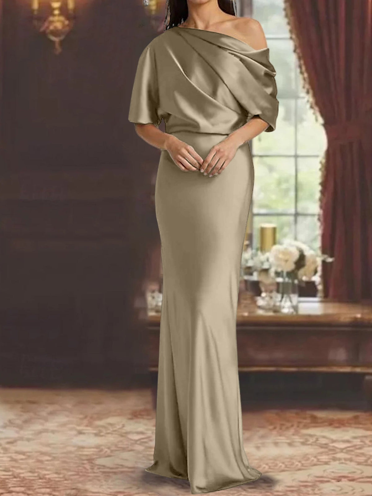 One Shoulder Column Gown for the Mother of the Bride