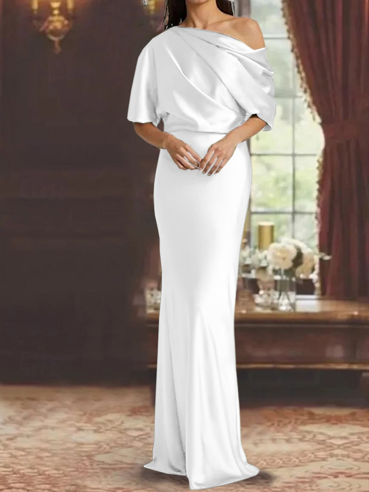 One Shoulder Column Gown for the Mother of the Bride