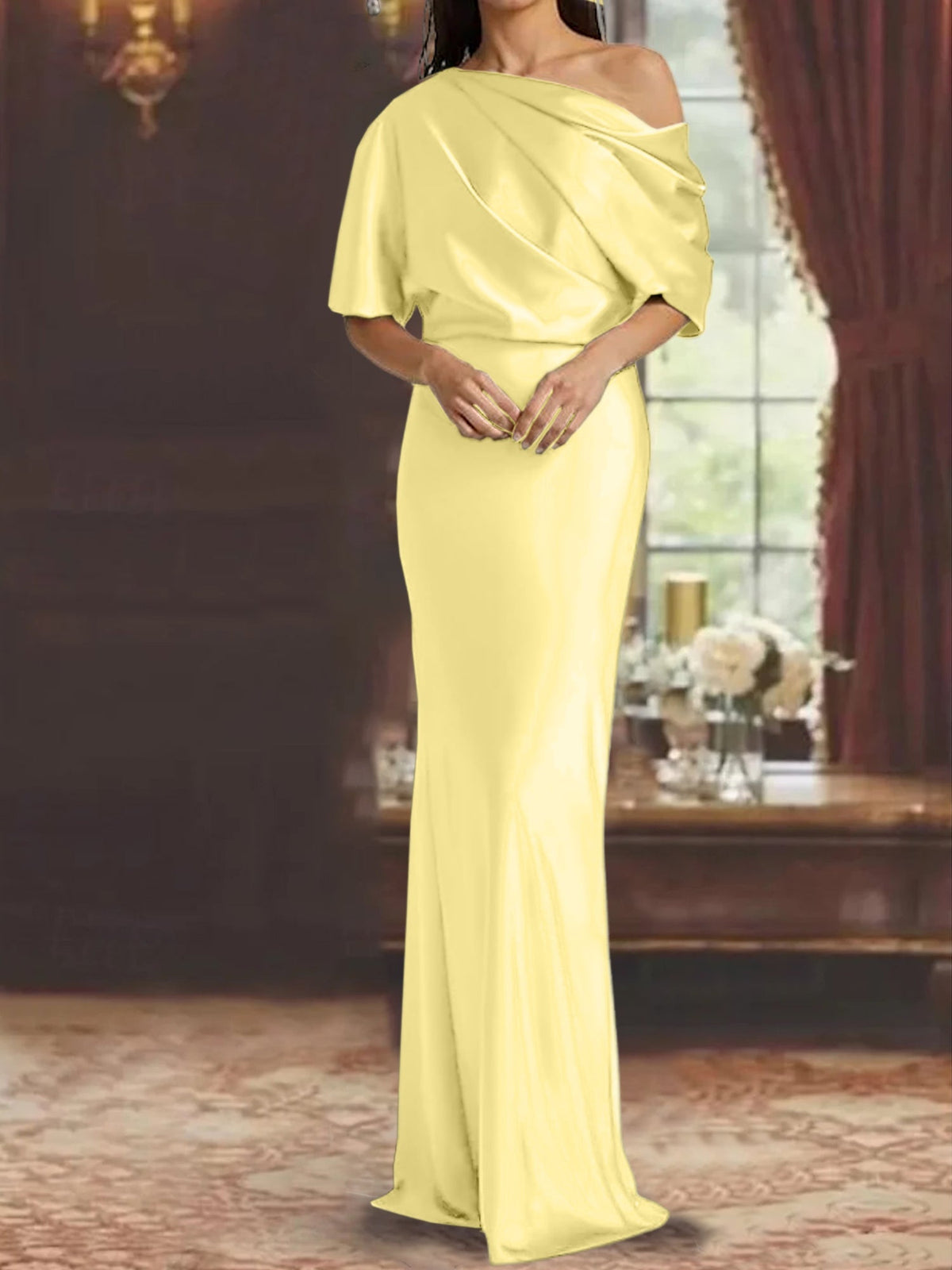 One Shoulder Column Gown for the Mother of the Bride