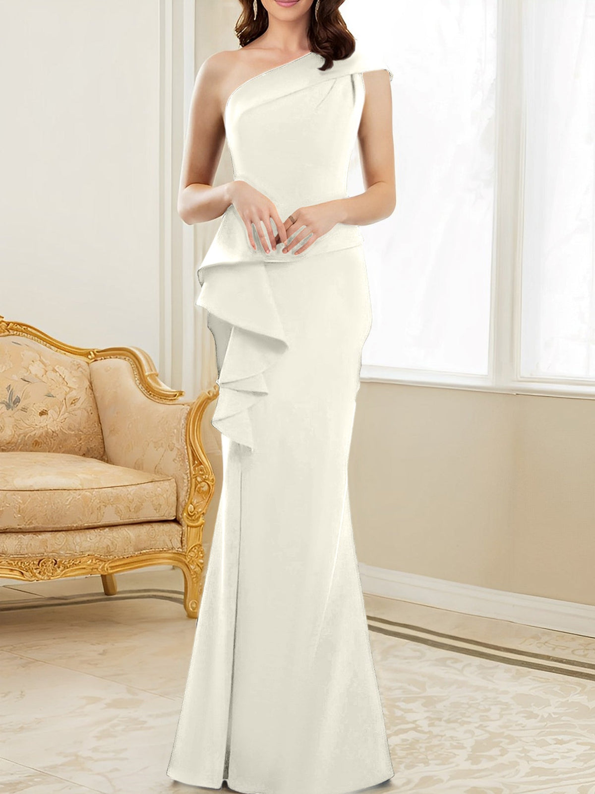 One Shoulder Long Trumpet Mermaid Gown for the Mother of the Bride